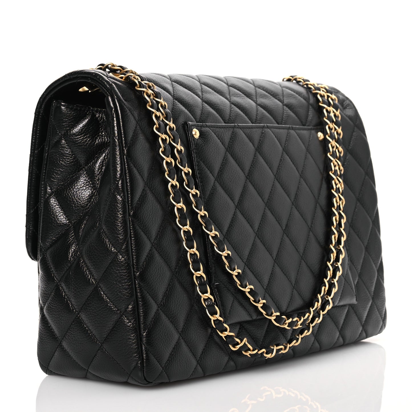 Caviar Quilted XXL Travel Flap Bag Black