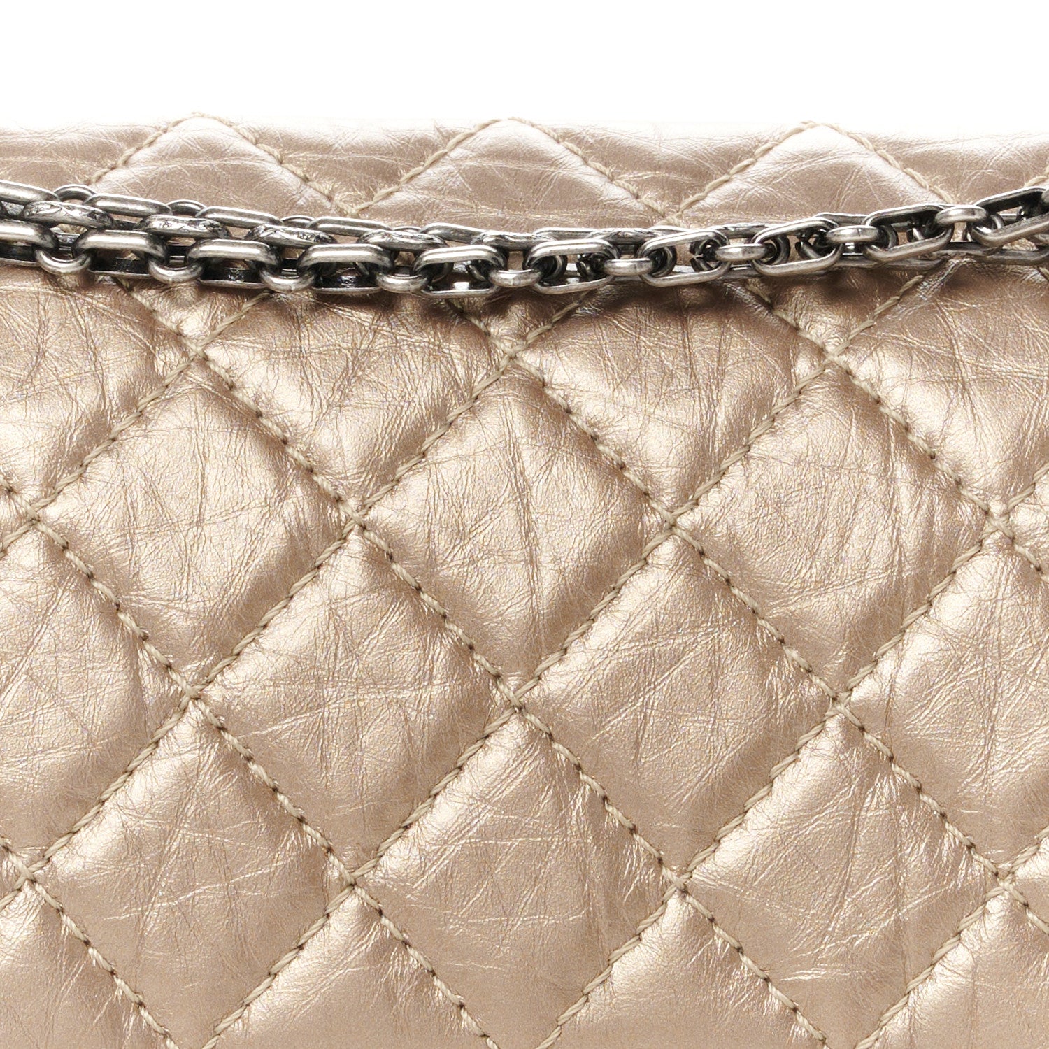 Chanel Metallic Aged Calfskin Quilted 2.55 Reissue 225 Flap Dark Gold 9 of 13