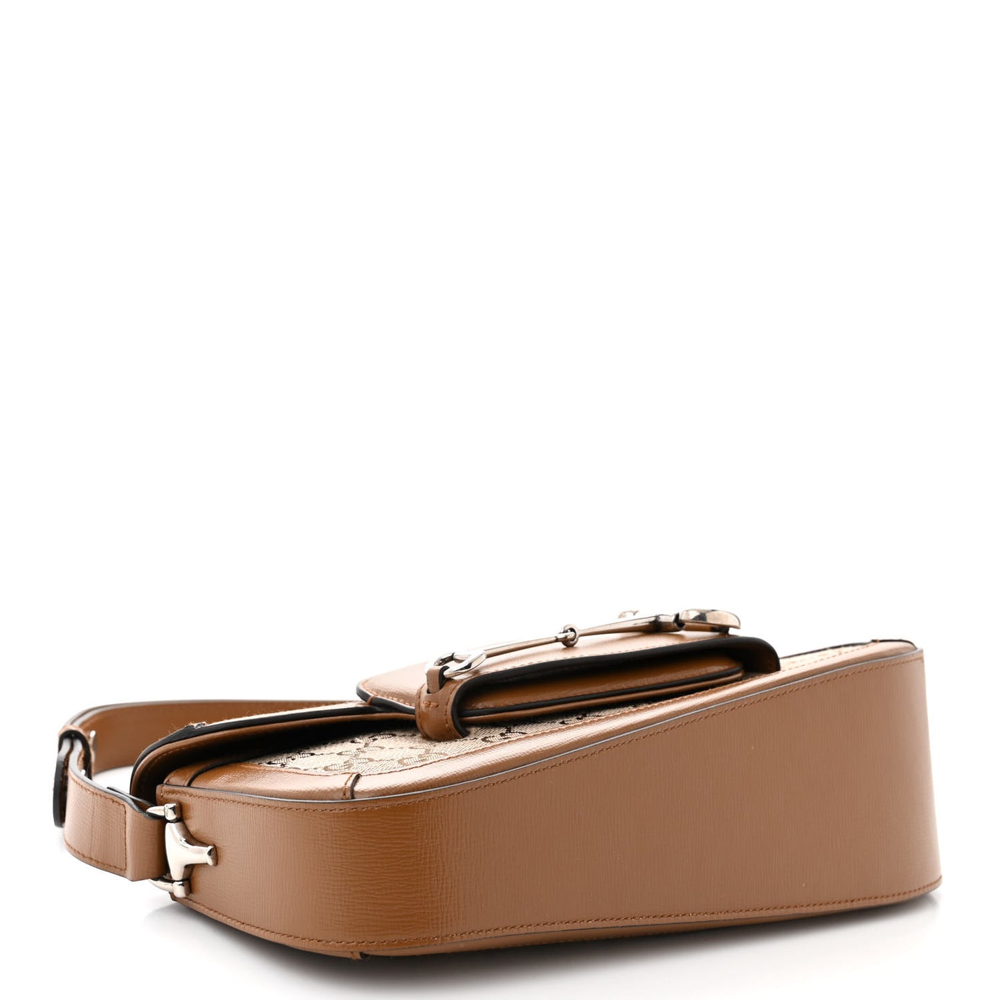 Monogram Small Horsebit 1955 Asymmetric Shoulder Bag Beige Brown Sugar