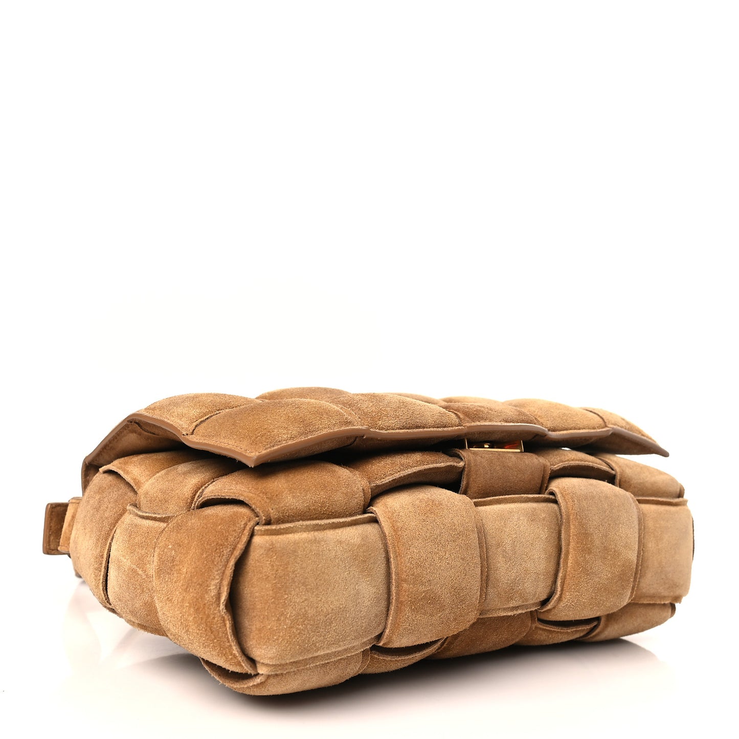 Suede Maxi Intrecciato Padded Cassette Crossbody Bag Taupe