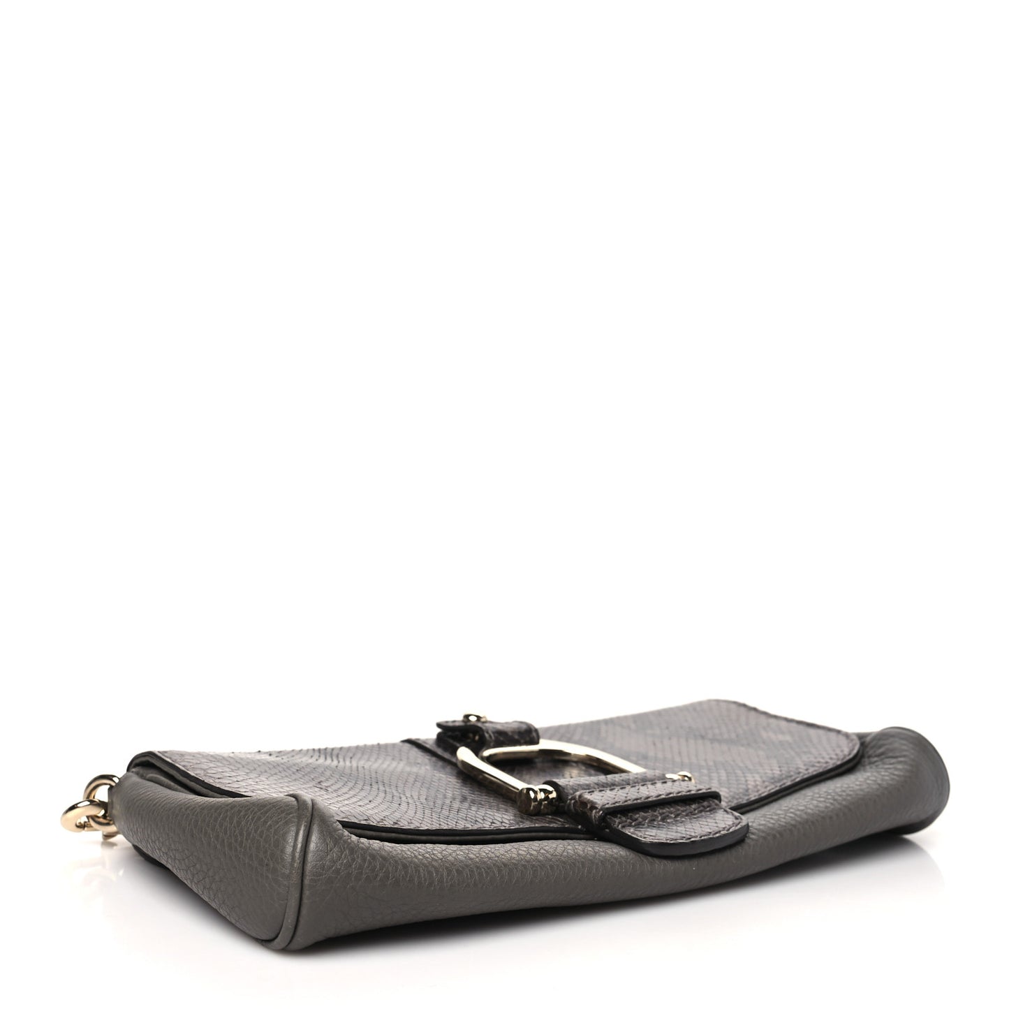 Snakeskin Calfskin Embossed Greenwich Clutch Grey