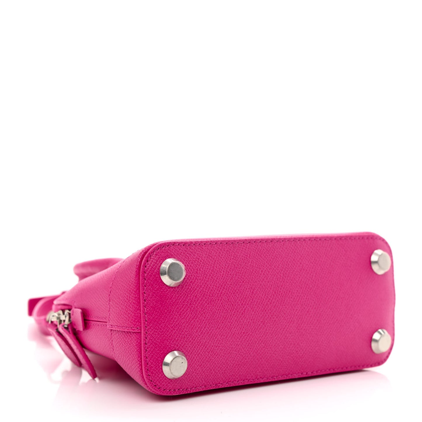 Signature Grained Calfskin Logo XXS Ville Top Handle Bag Fuchsia