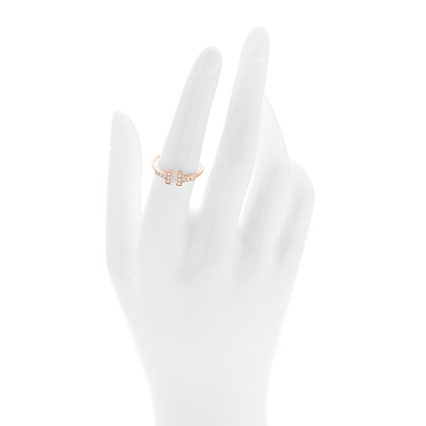 18K Rose Gold Diamond T Wire Ring 54 7
