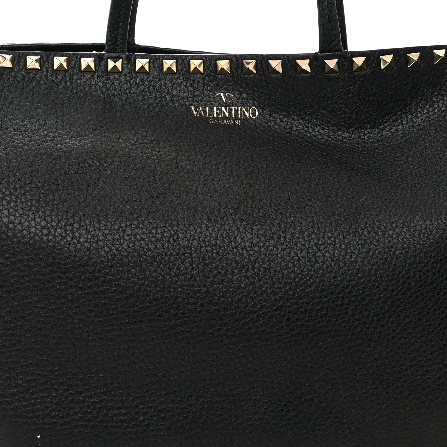 Valentino Garavani Grained Calfskin Rockstud Shoulder Tote Black 7 of 13