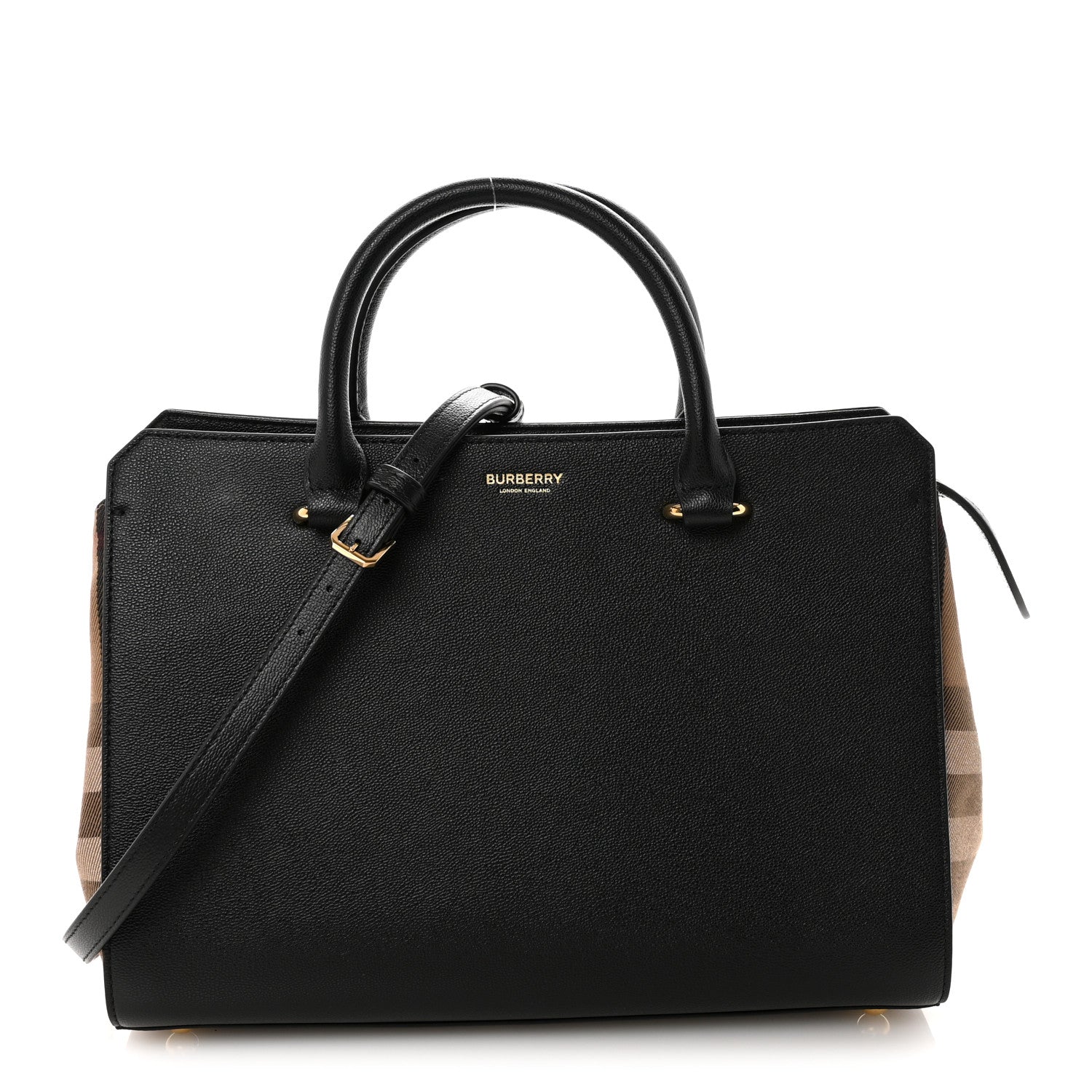 バッグ Burberry Burberry Calfskin Mega Check Small Banwell Tote Black 1865661