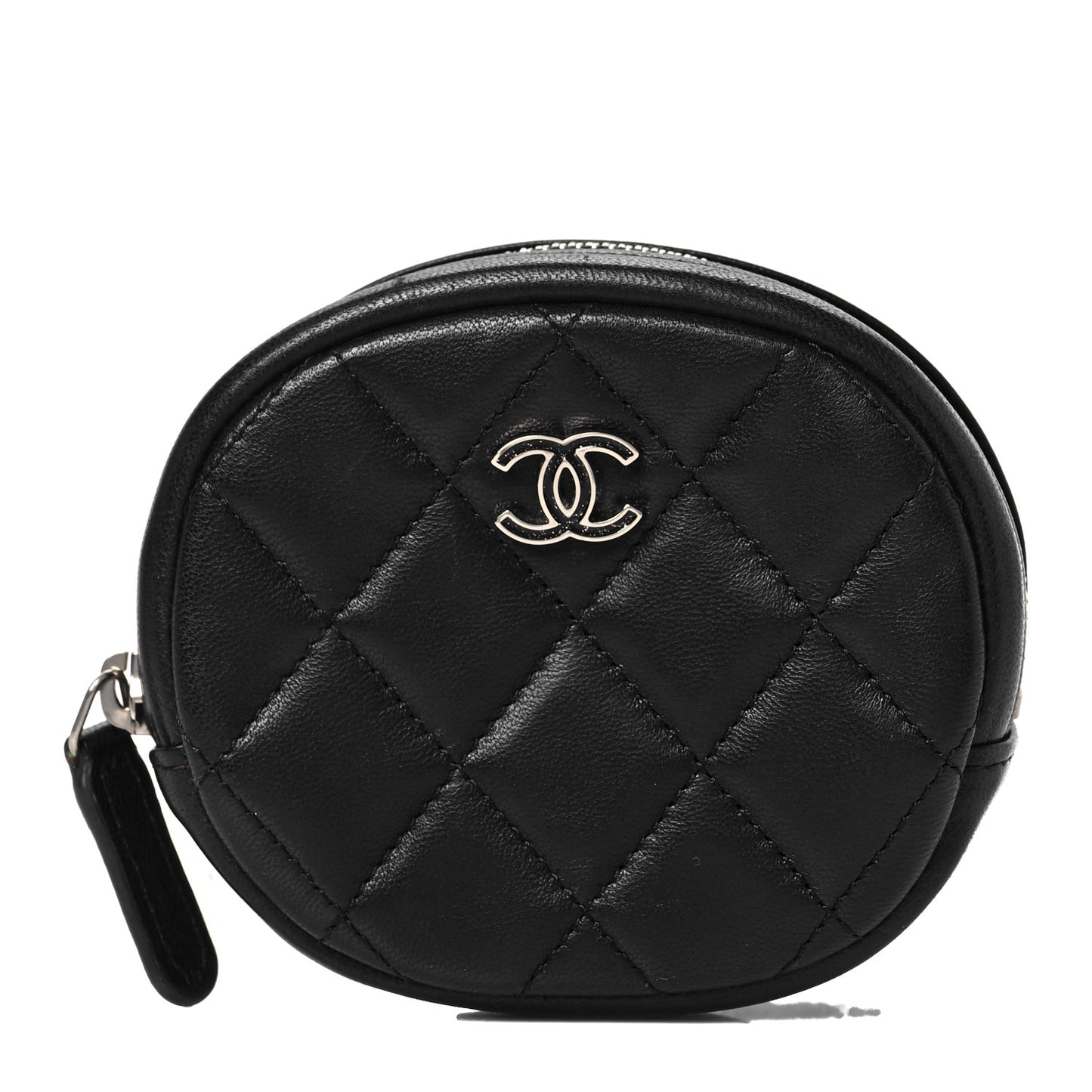 Lambskin Quilted Zip Around Classic Coin Purse Black