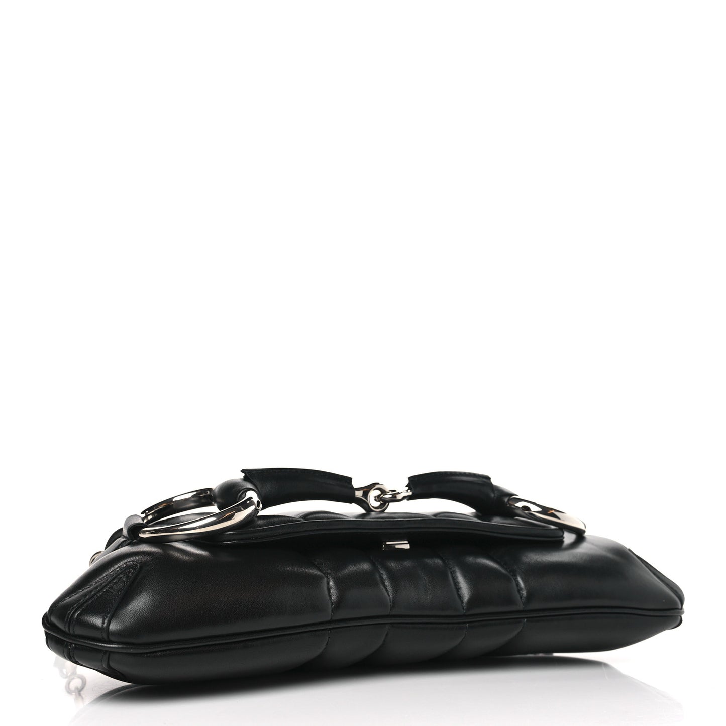 Nappa Vertical Matelasse Medium Maxi Horsebit Chain Shoulder Bag Black