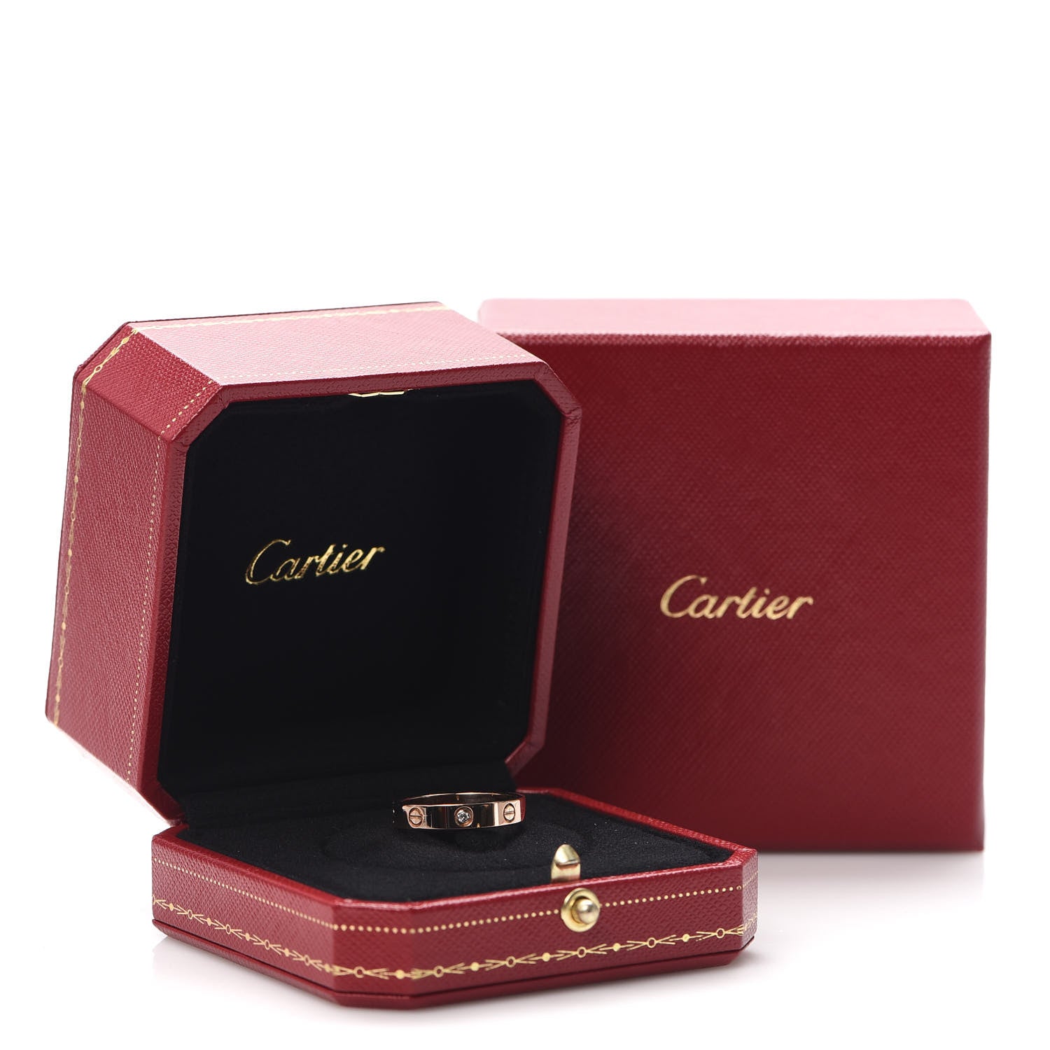 Cartier 18K Pink Gold Diamond LOVE Wedding Band Ring 56 7.5 7 of 7