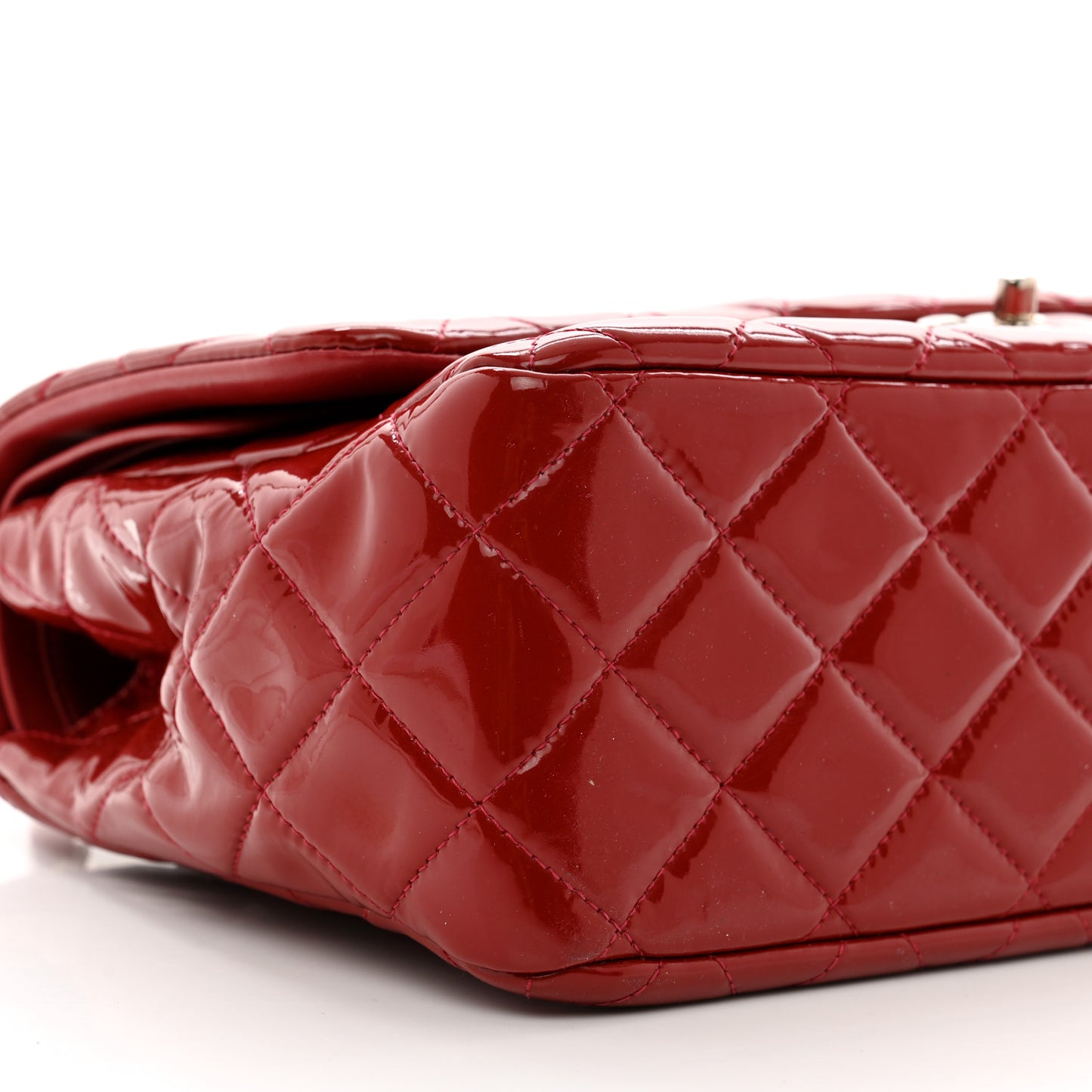 Patent Quilted Jumbo Double Flap Red