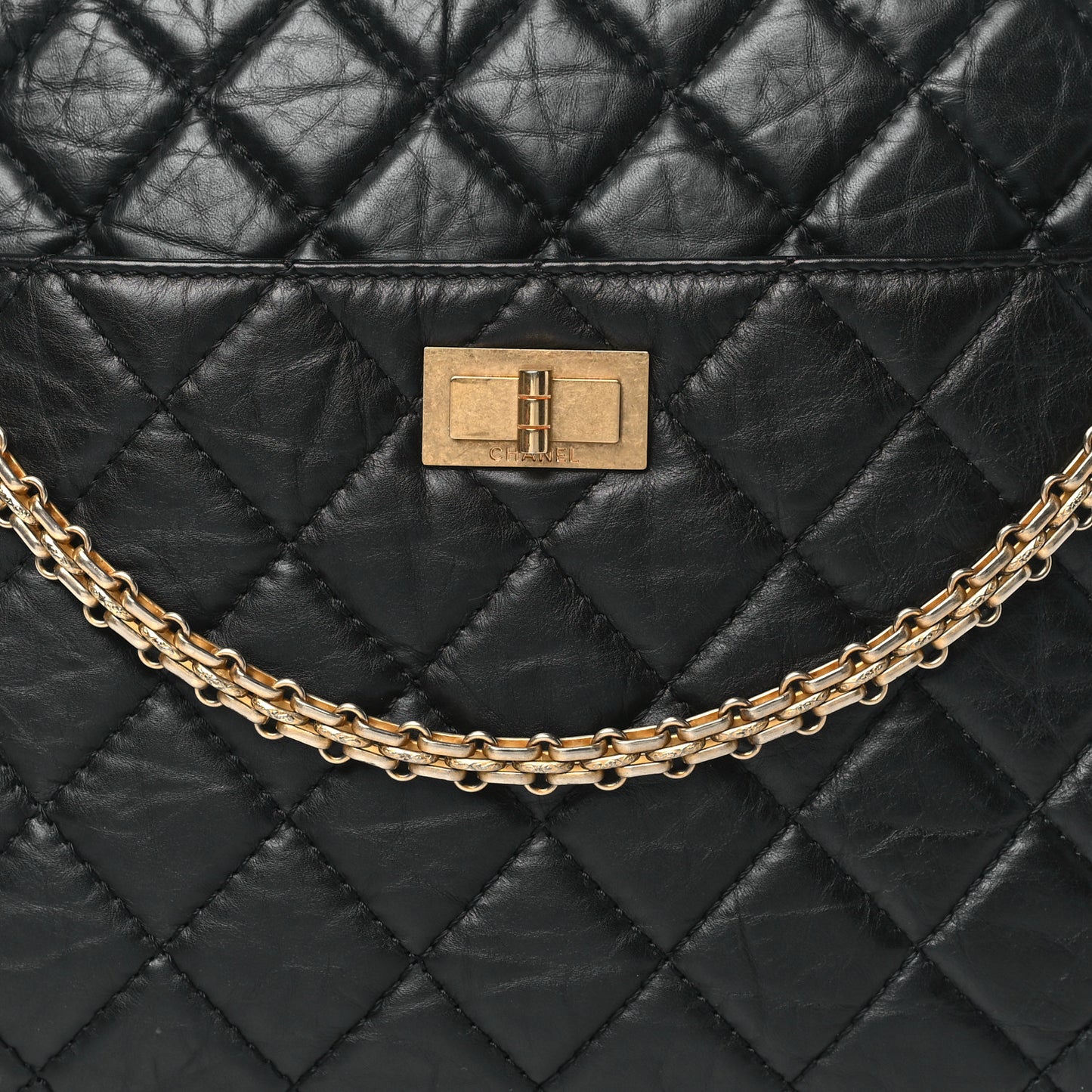 Aged Calfskin Quilted Large Reissue Camera Case Black