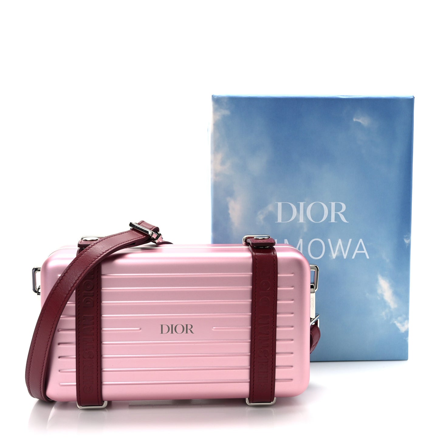 X RIMOWA Aluminum Personal Clutch On Strap Rose