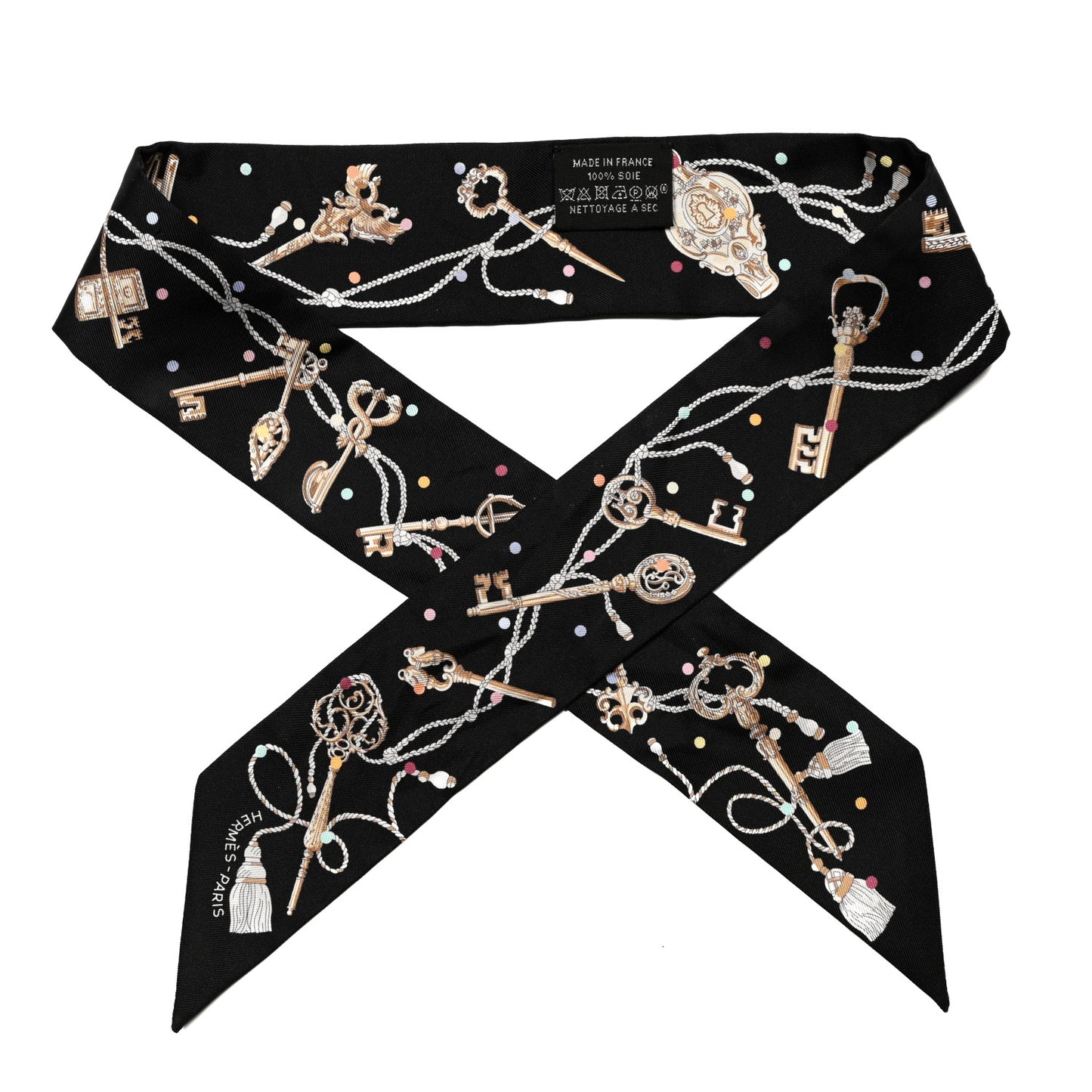Silk Les Cles A Pois Twilly Black Beige Rose Multicolor