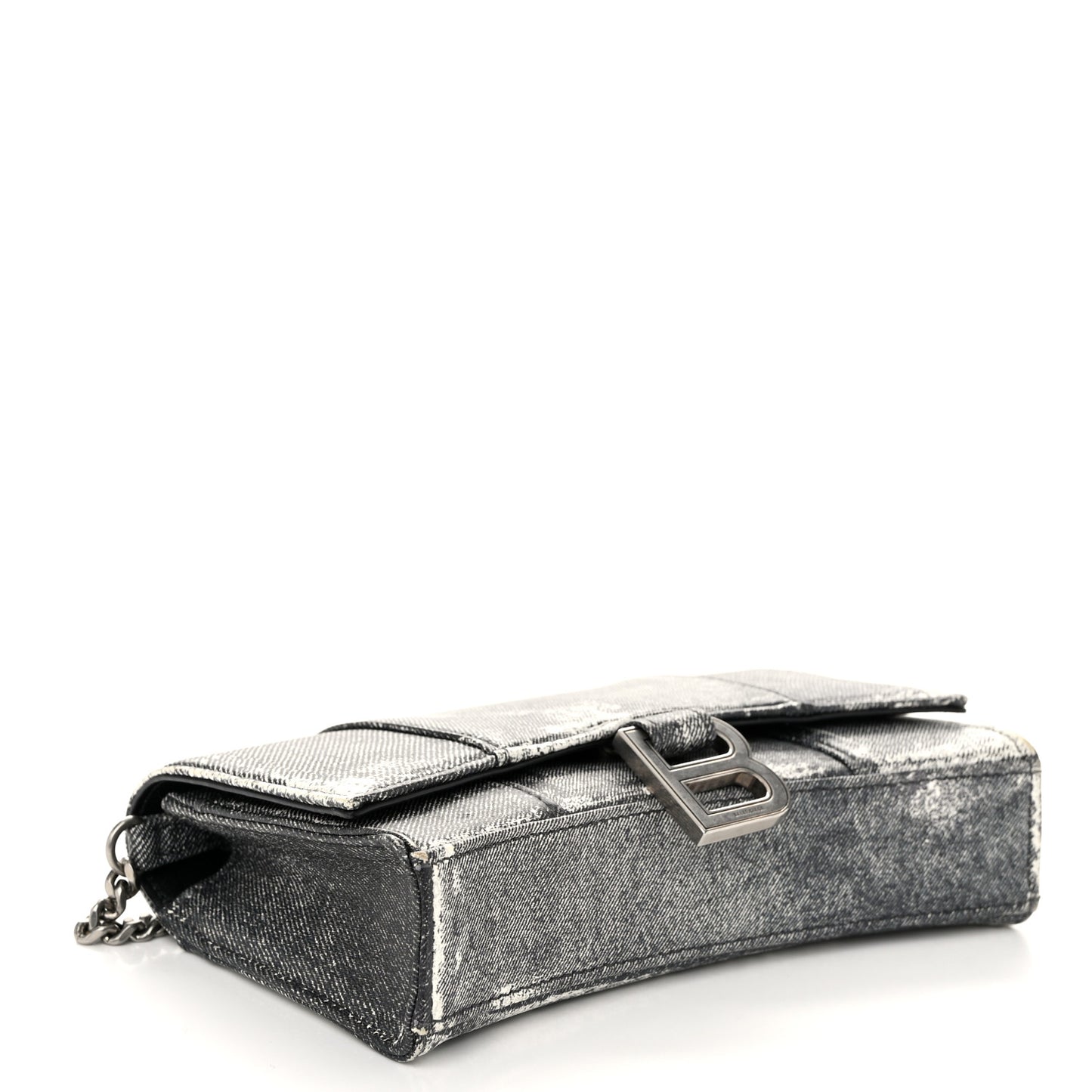 Nappa Denim Printed Hourglass Chain Bag Denim Black