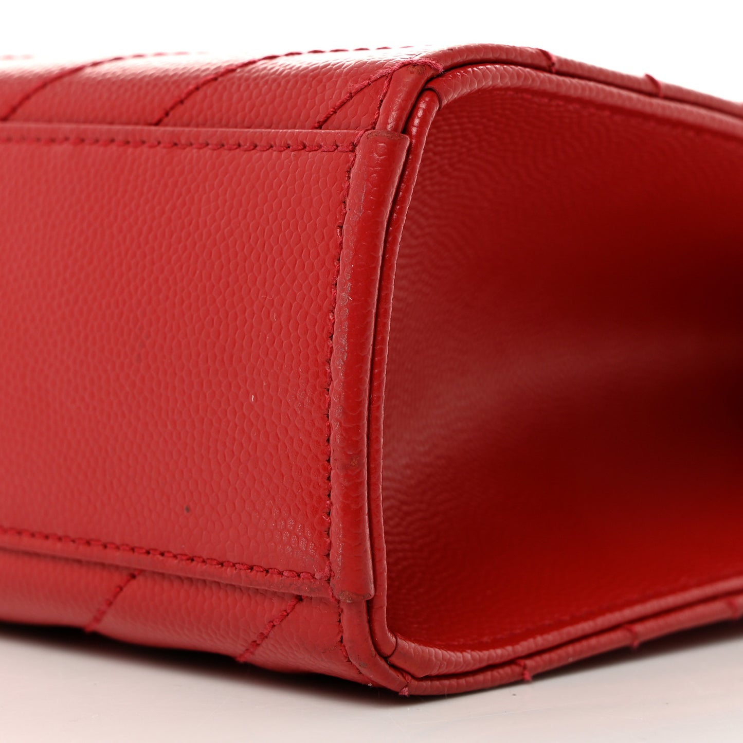 Grain De Poudre Matelasse Chevron Large Monogram Satchel Lipstick Red