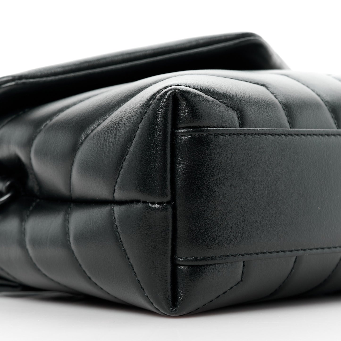 Calfskin Y Quilted Monogram Monochrome Toy Loulou Crossbody Bag Black