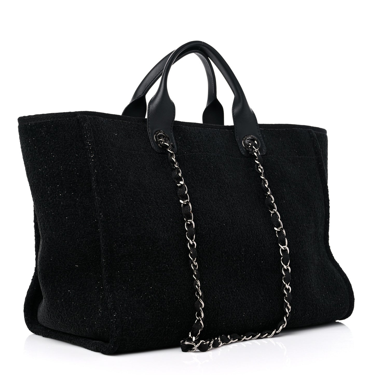 Lurex Boucle Medium Deauville Tote Black