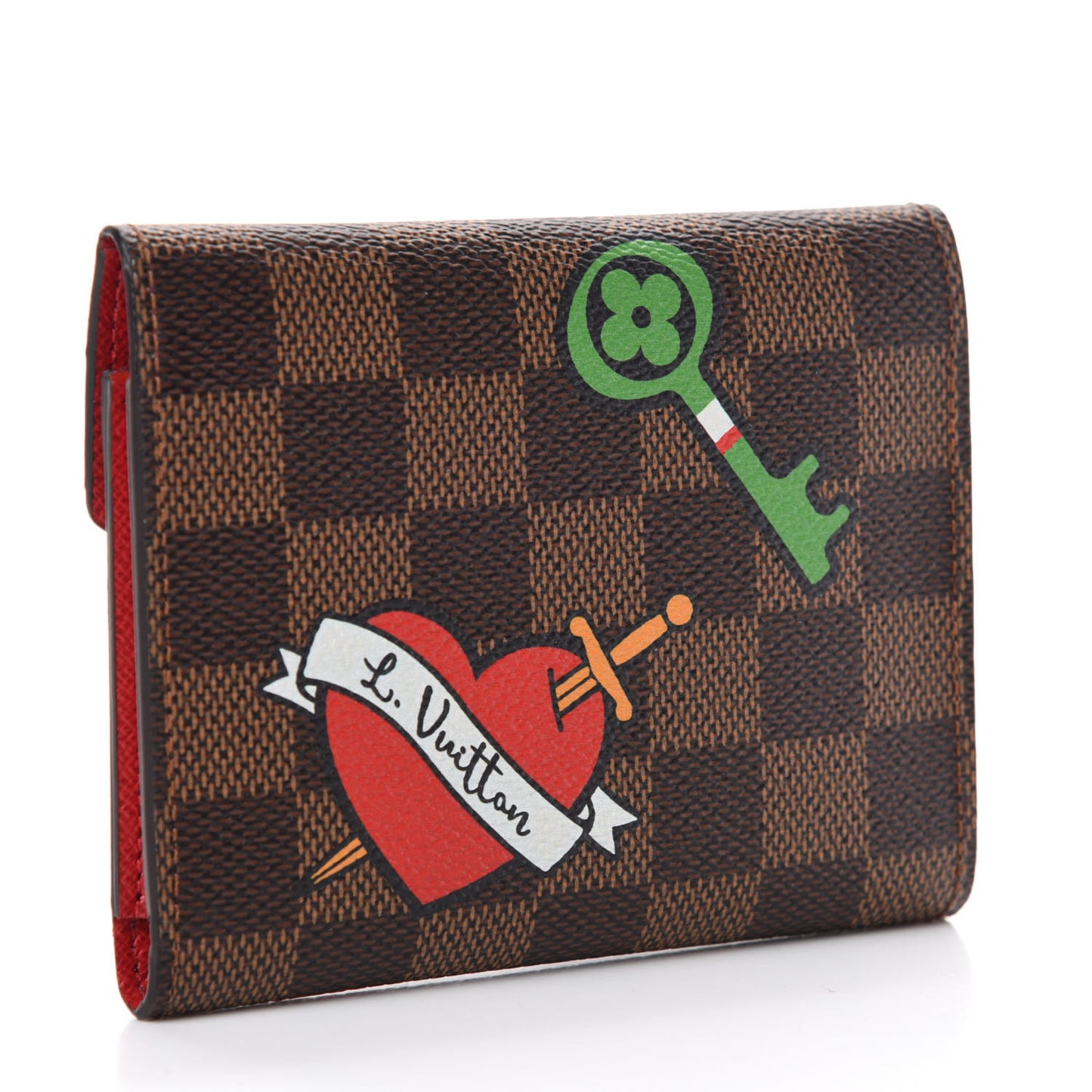Damier Ebene Stories Victorine Wallet Red