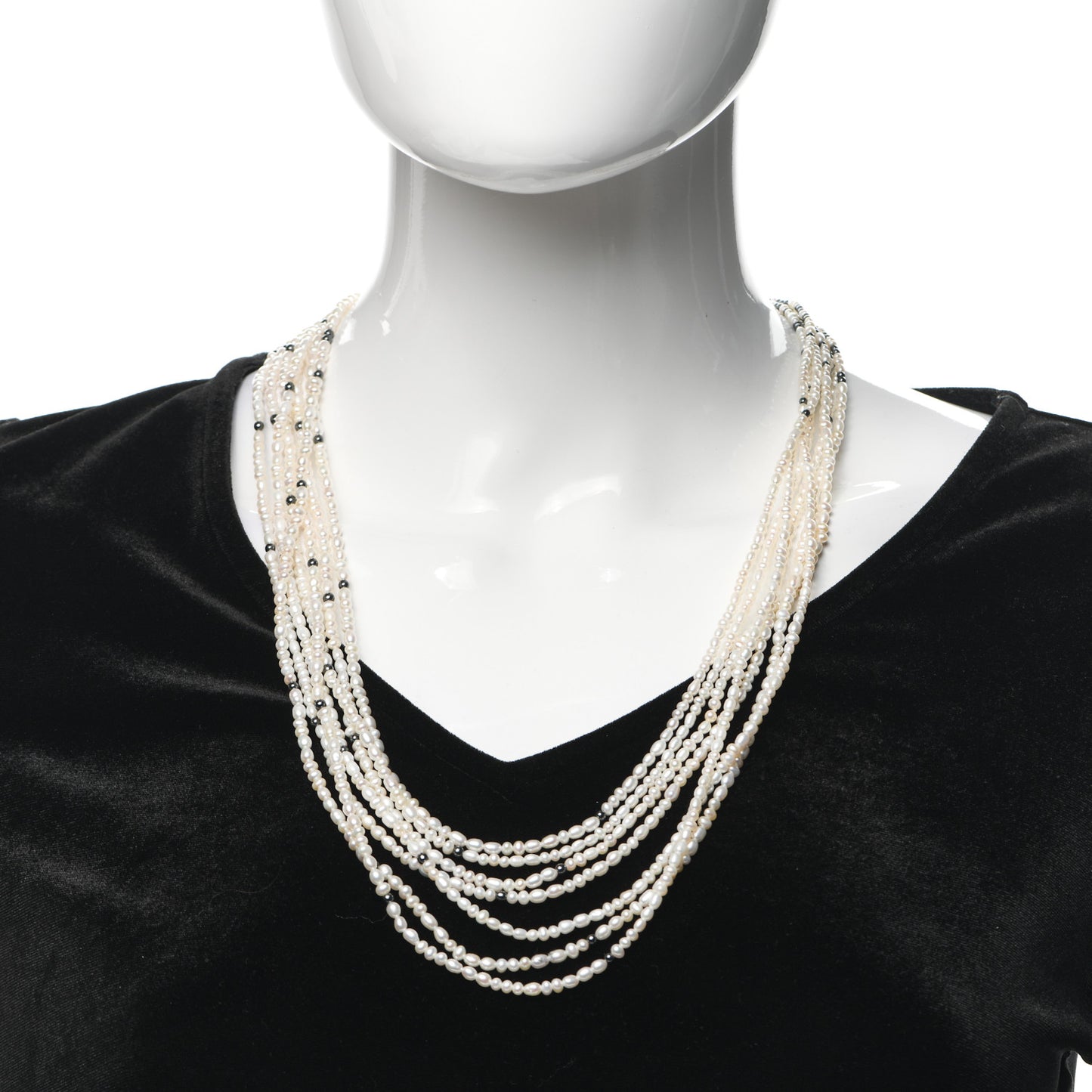 Sterling Silver Mother of Pearl Hematite Blue Sapphire Legends Naga Multi Strand Necklace