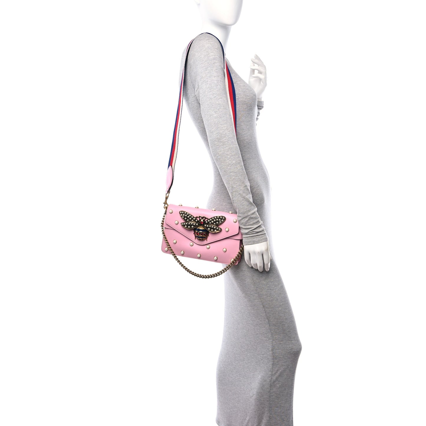 Nappa Pearl Studded Mini Queen Margaret Broadway Shoulder Bag Sugar Pink