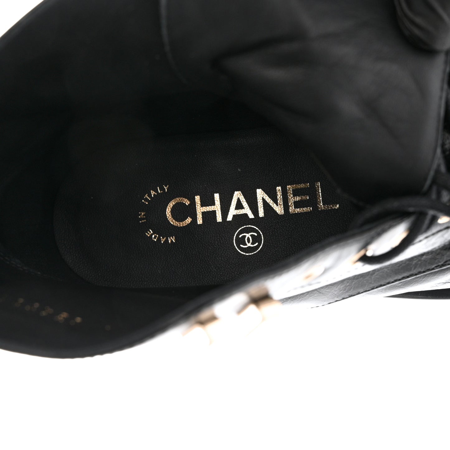 Crumpled Lambskin Shiny Calfskin Combat Boots 35 Black