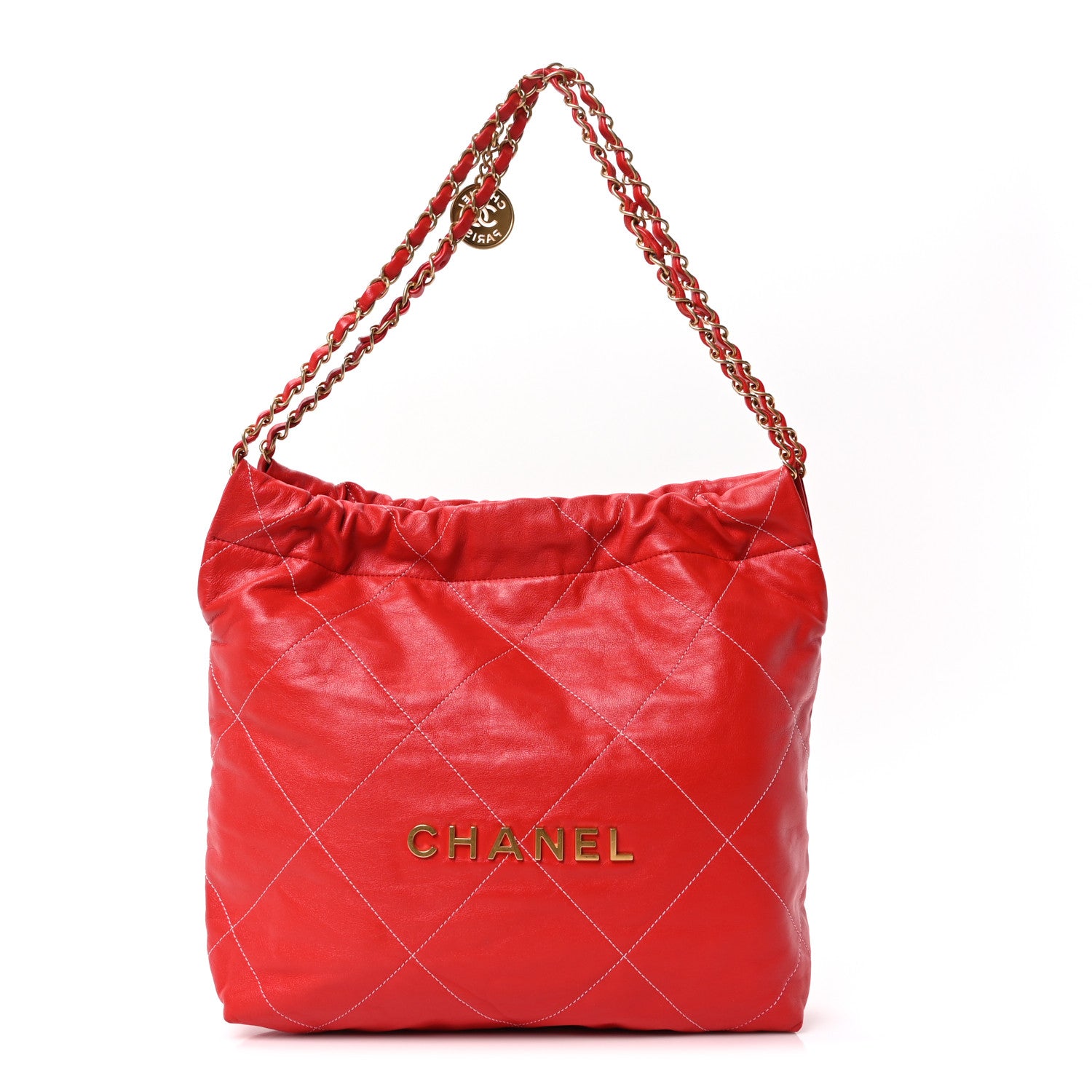 Chanel Shiny Calfskin Stitched Quilted Small Chanel 22 Red 1769306