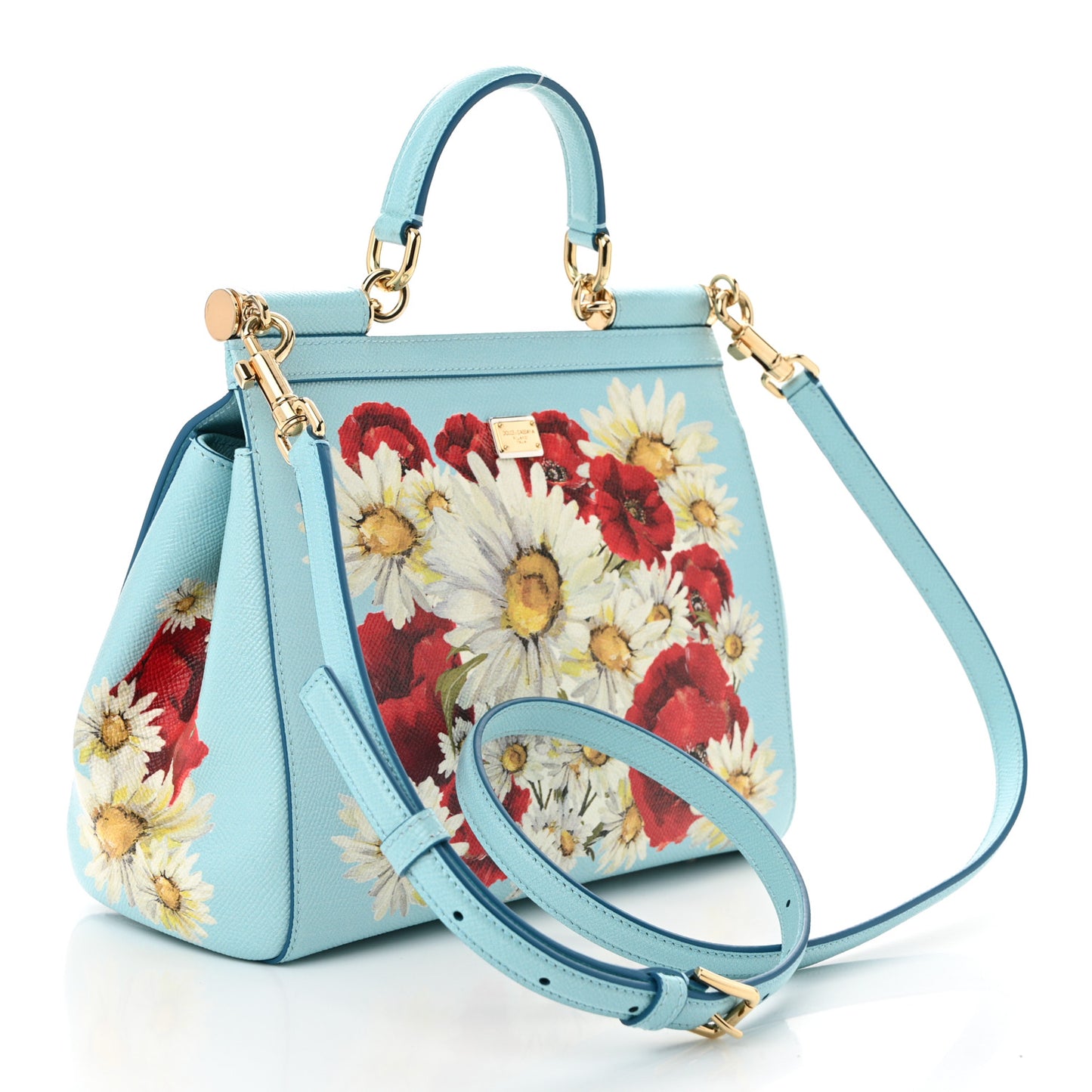Dauphine St.Giap Papaveri Print Medium Miss Sicily Satchel Celeste