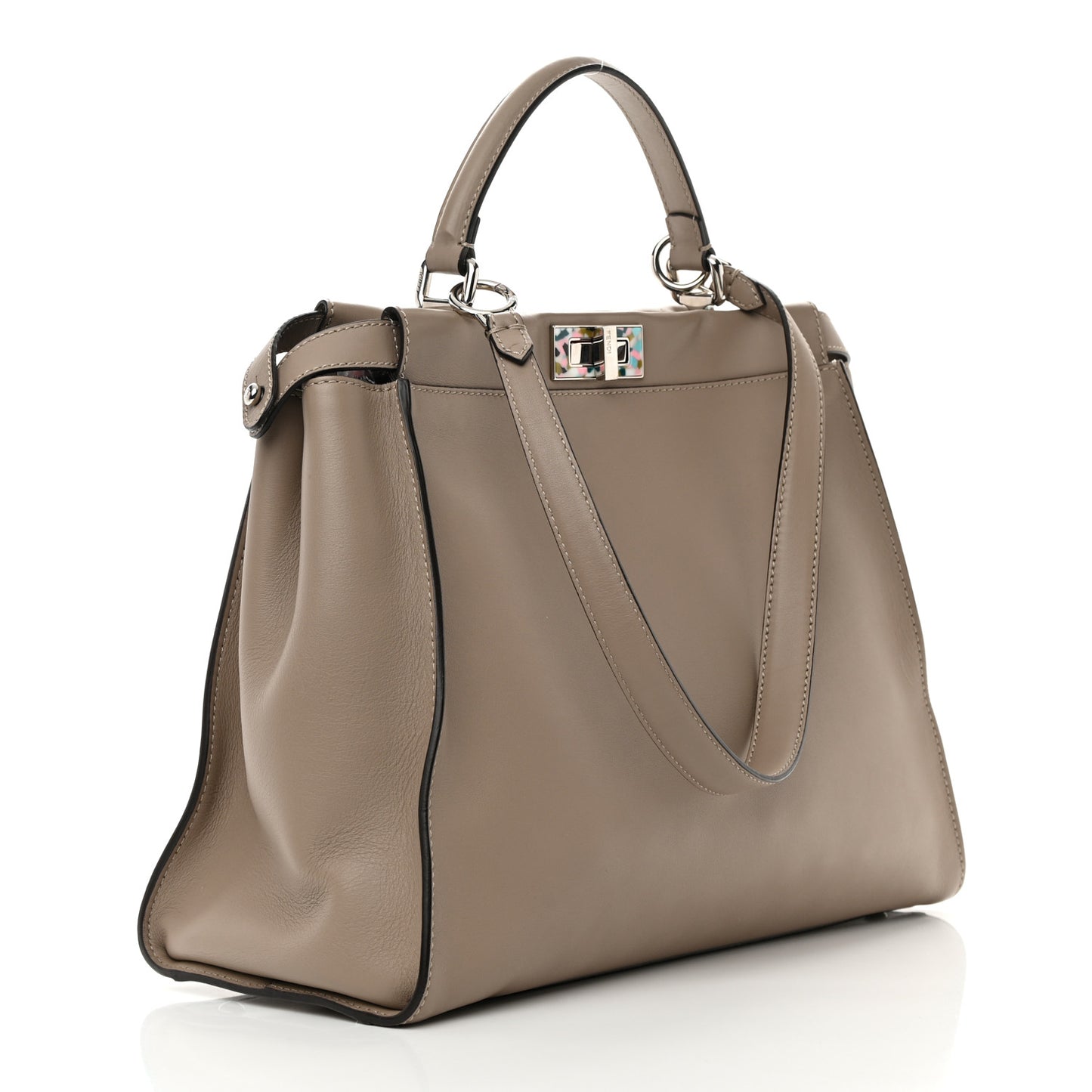 Vitello Seta Plexiglass Granite Large Peekaboo Iconic Satchel Tortora