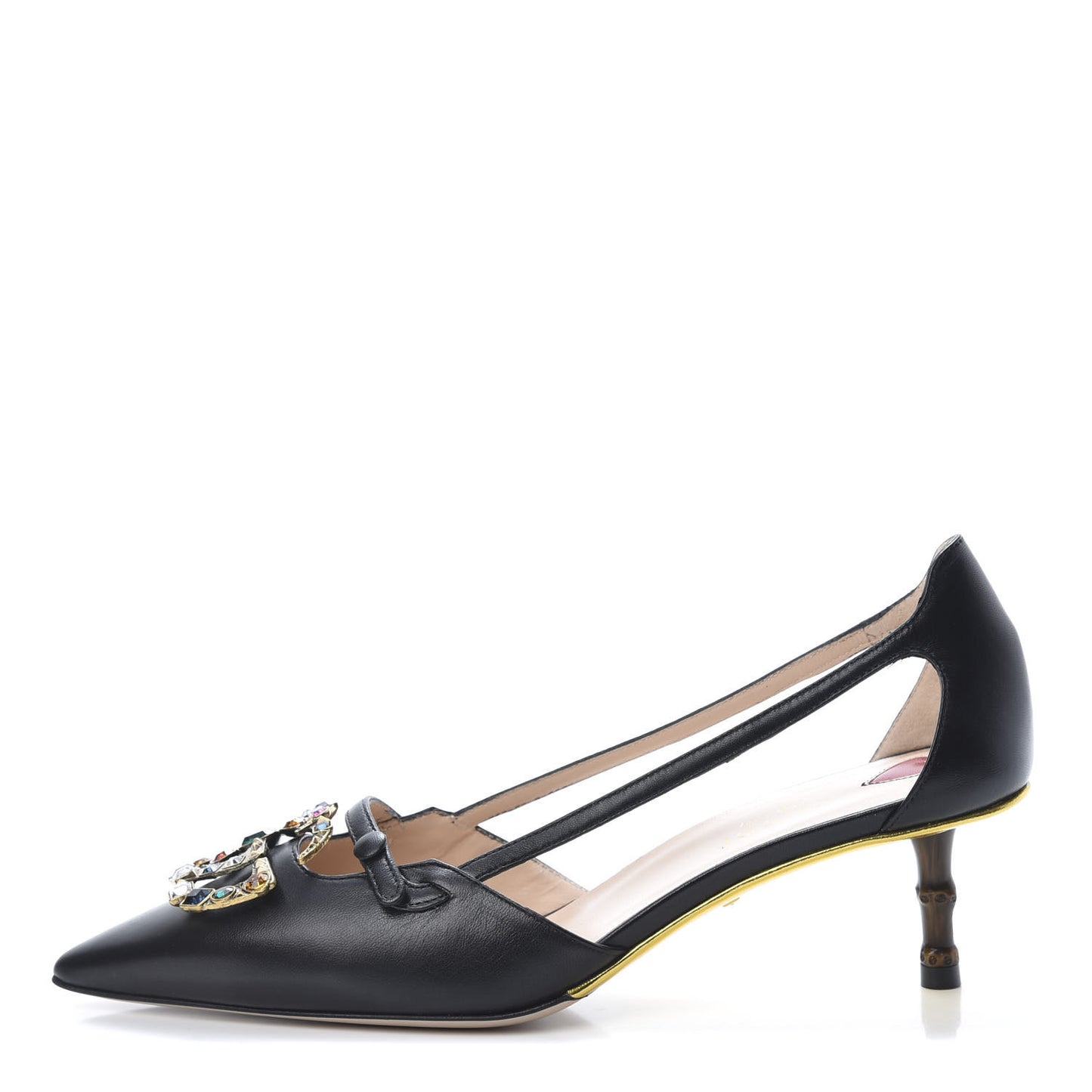 Calfskin Crystal GG Unia Pumps 37.5 Black