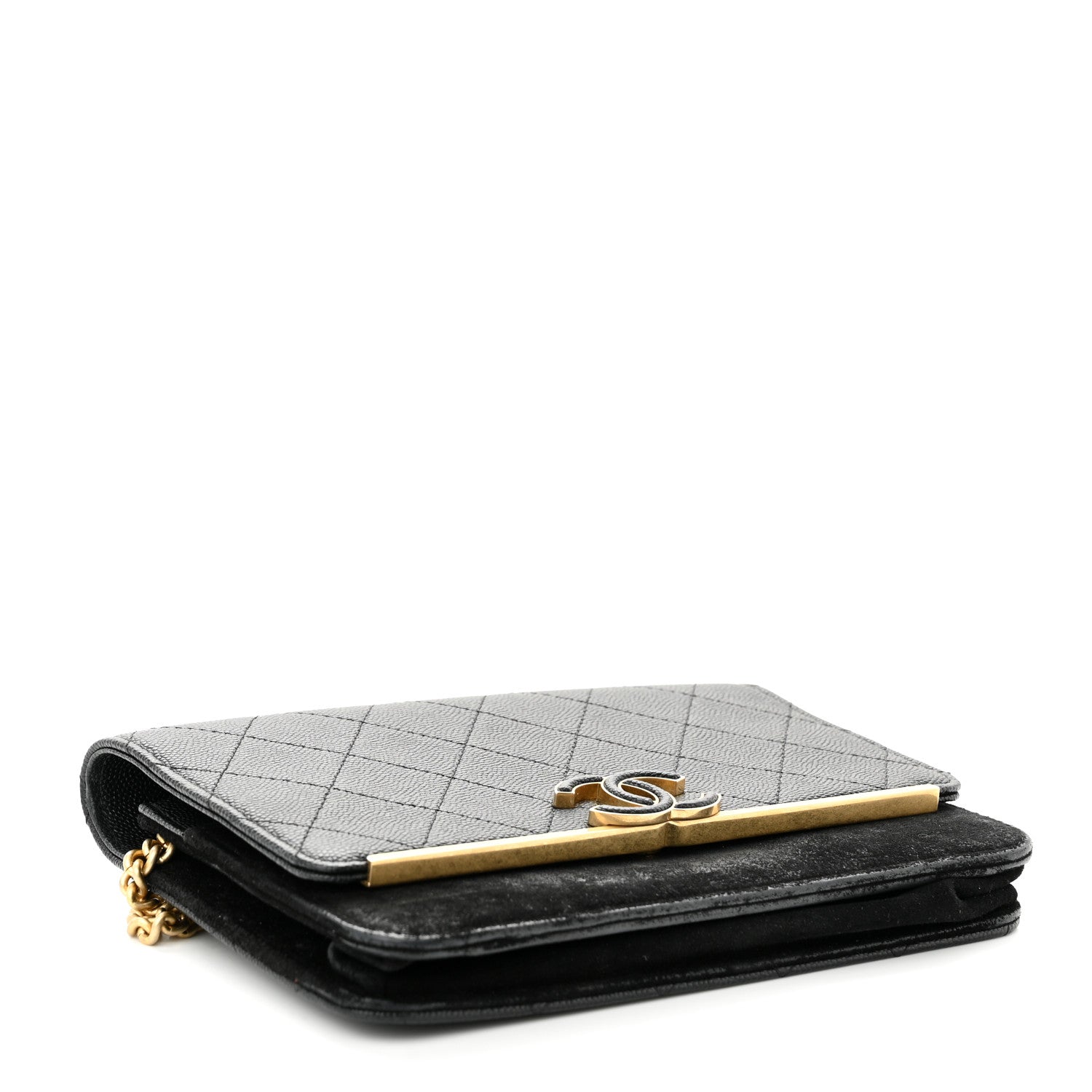 Chanel Caviar Suede Stitched Lady Coco Wallet On Chain WOC Black 4 of 12