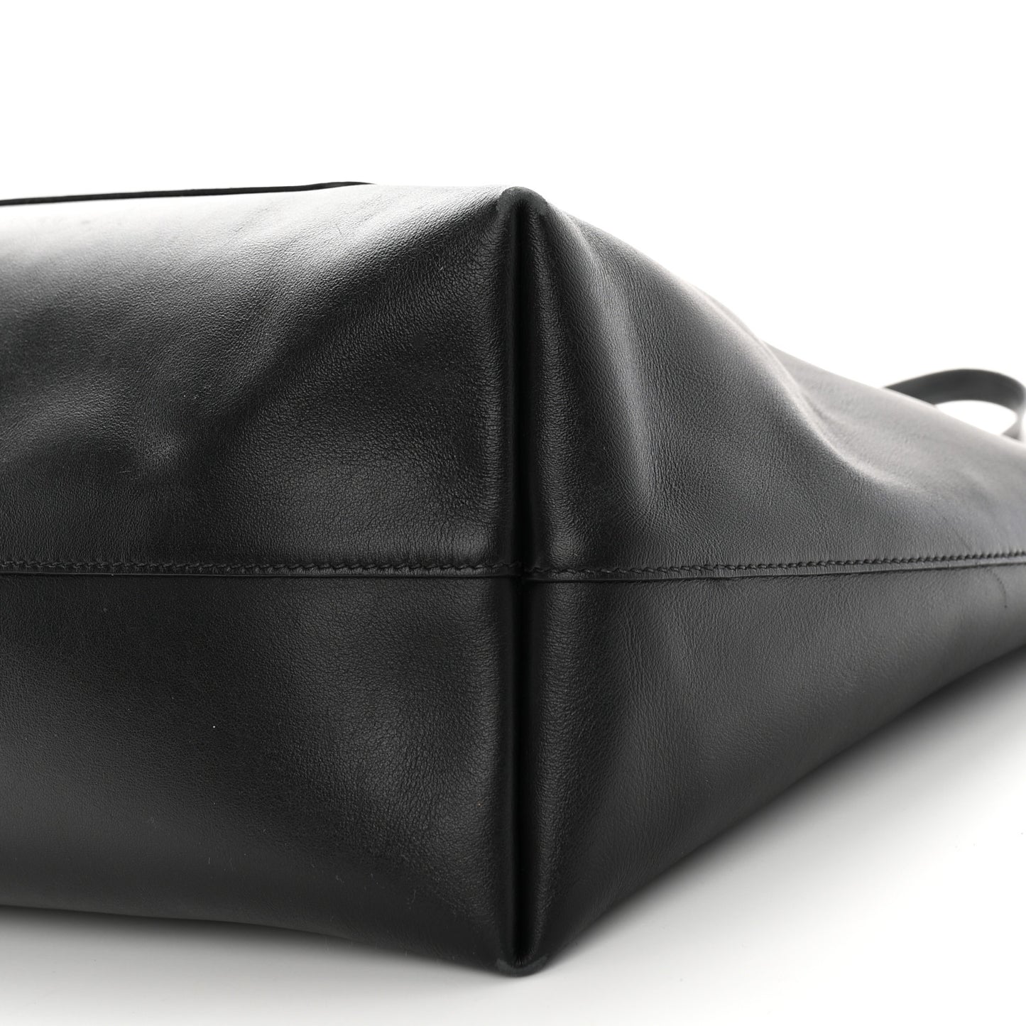 City Calf Front Pocket Large Shopping Tote Black