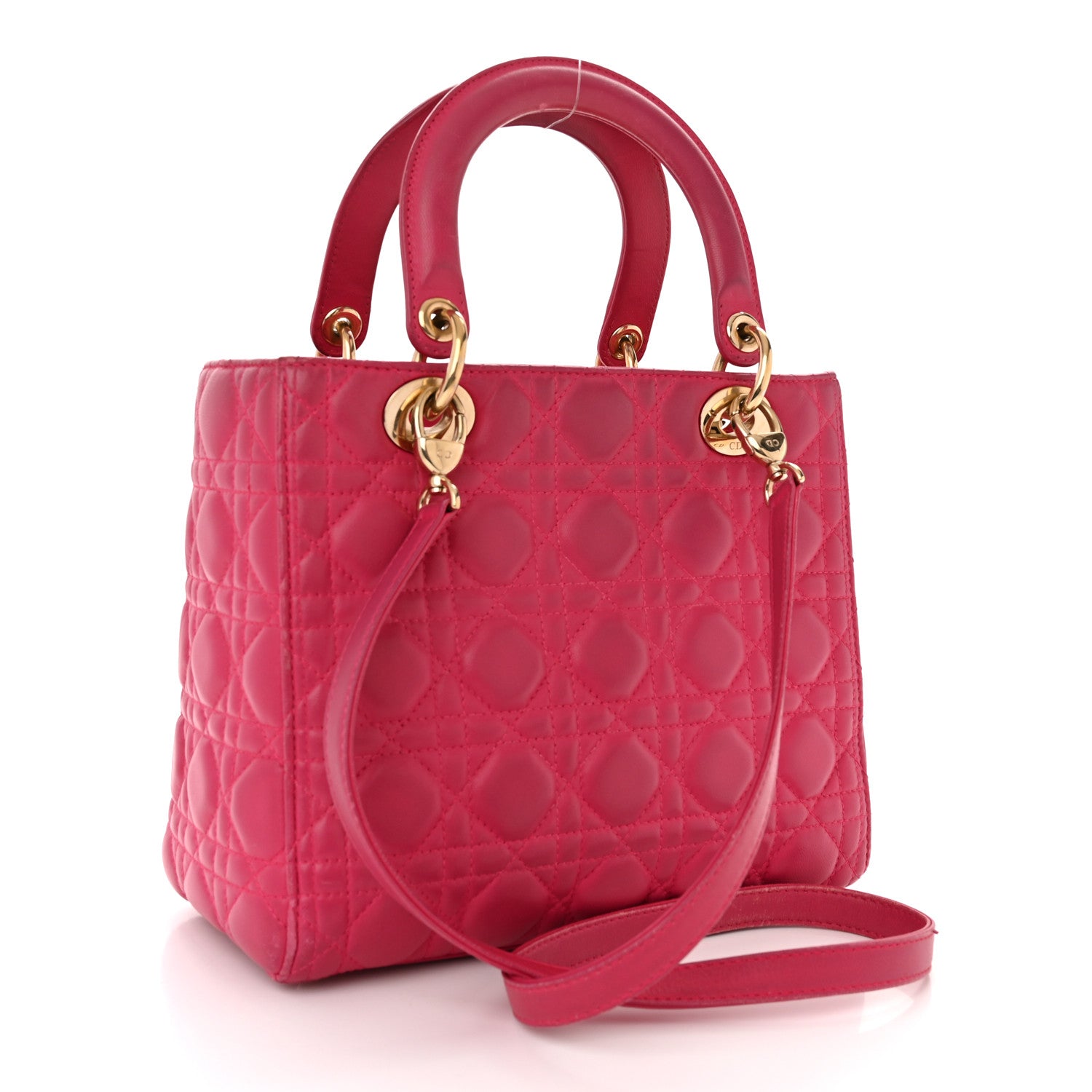 Christian Dior Lambskin Cannage Medium Lady Dior Fuchsia 3 of 13