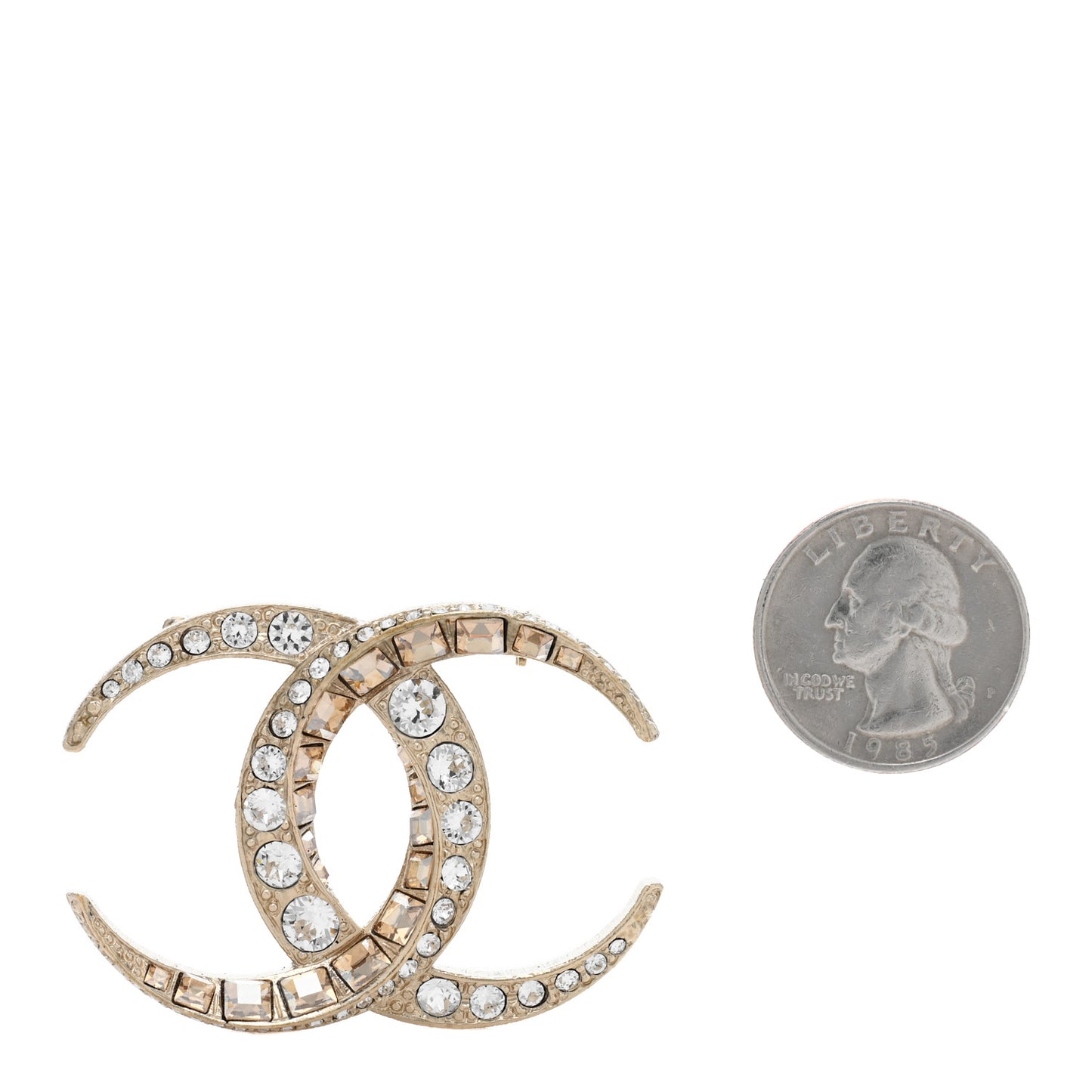 Baguette Crystal Dubai CC Brooch Gold