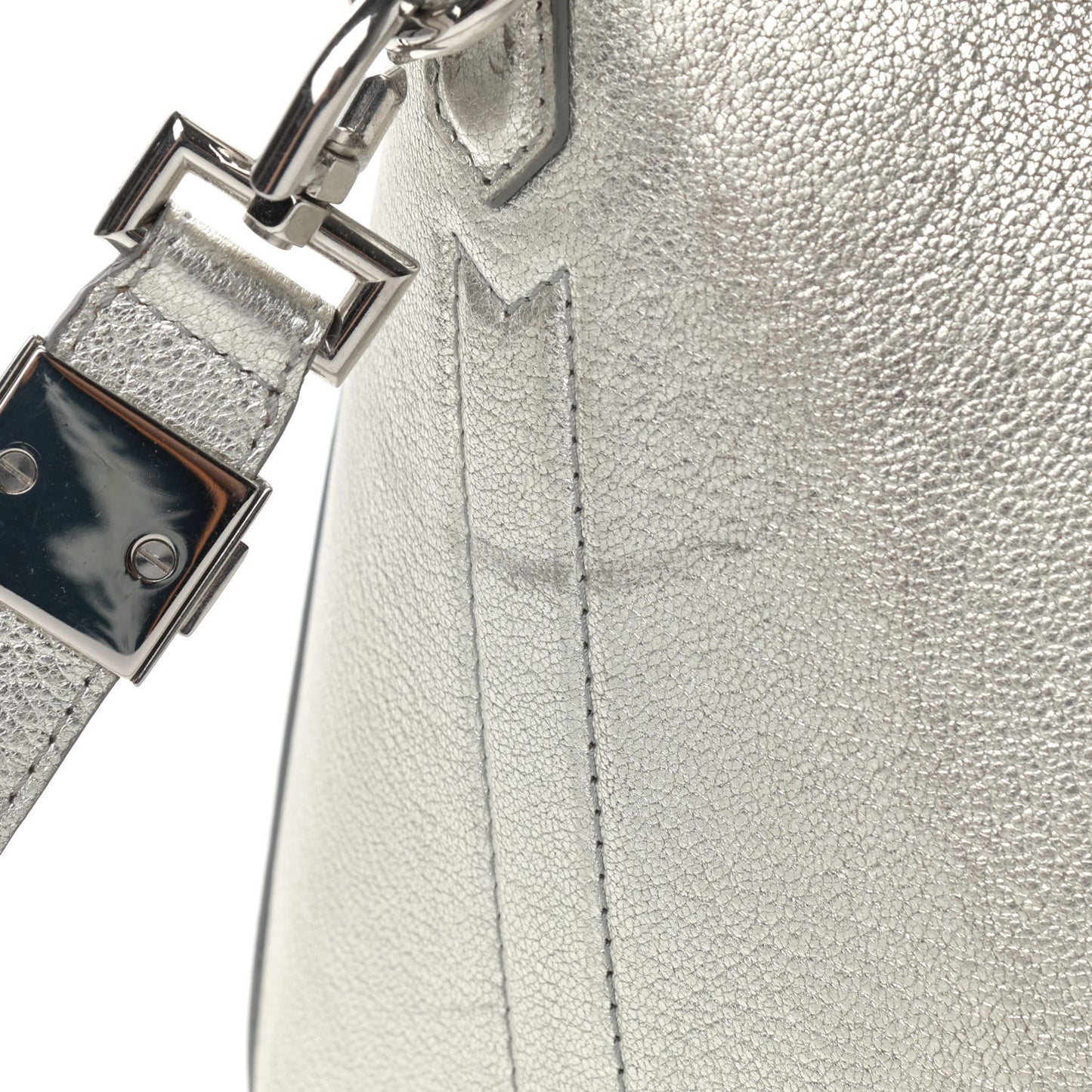 Metallic Sugar Goatskin Small Antigona Silver