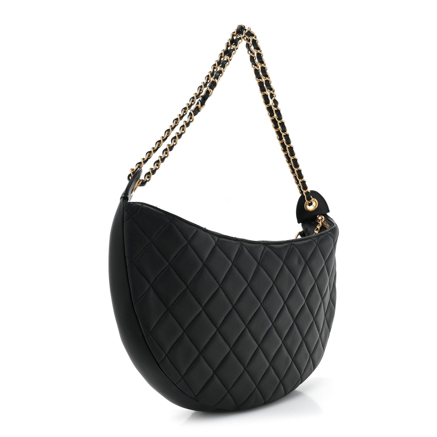 Lambskin Quilted All About Chains Hobo Black