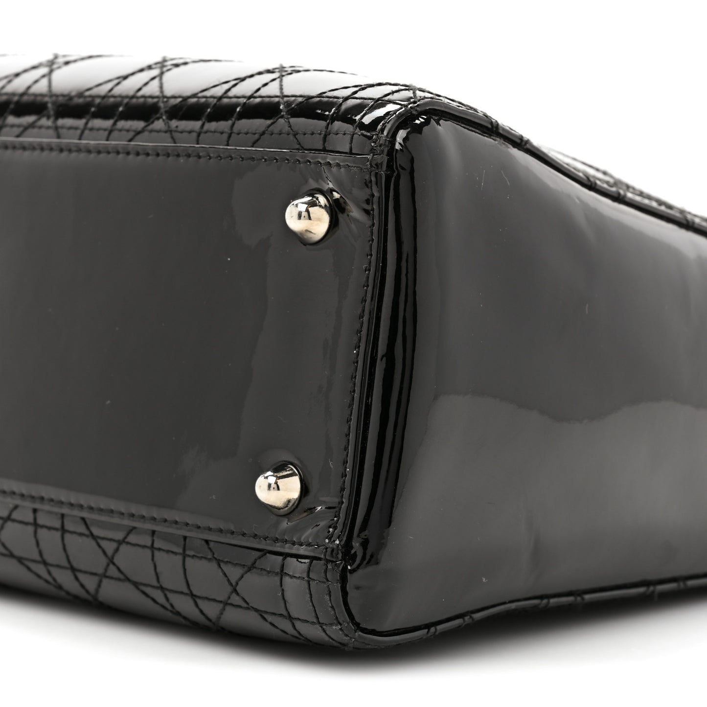 Patent Cannage Stitched Large Lady Dior Black