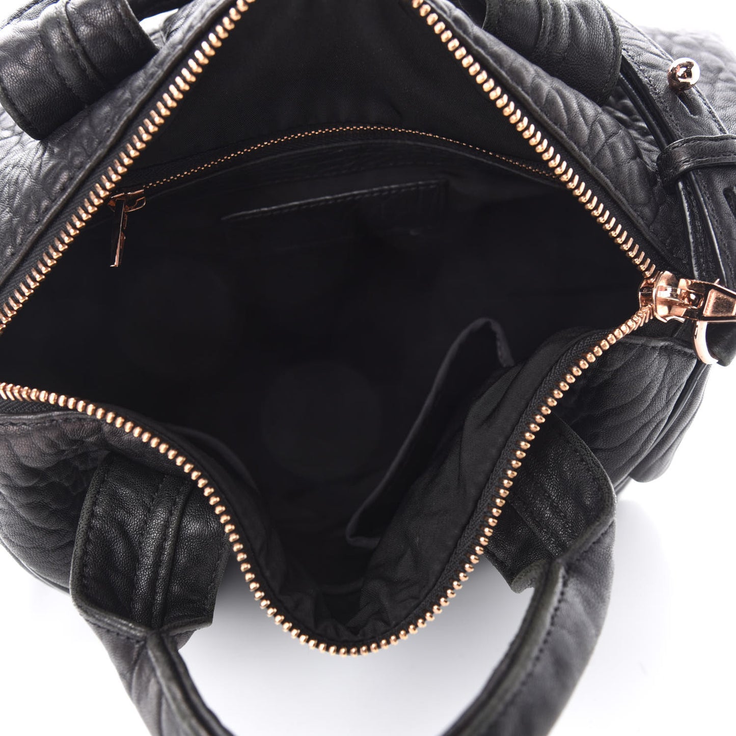 Pebbled Lambskin Rocco Black Rose Gold Hardware