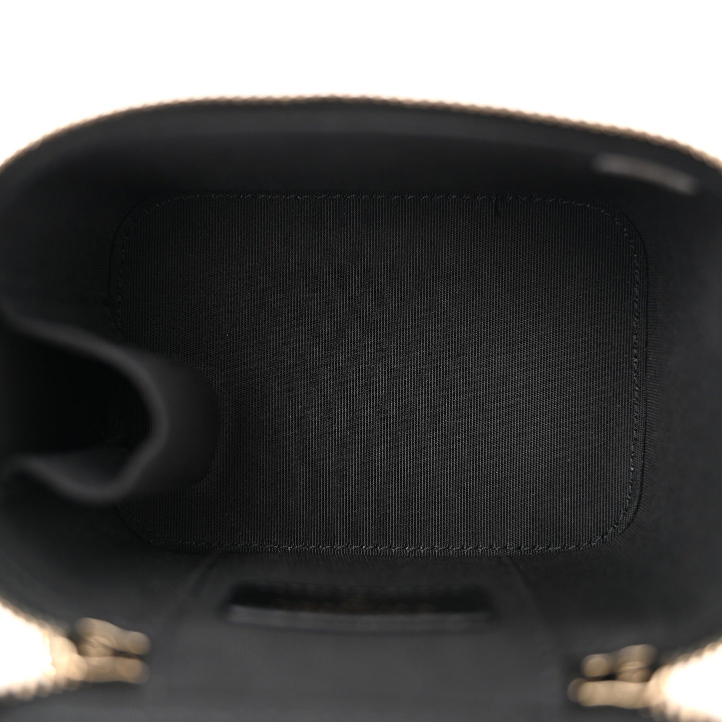 Lambskin Quilted Top Handle Mini Vanity Case With Chain Black