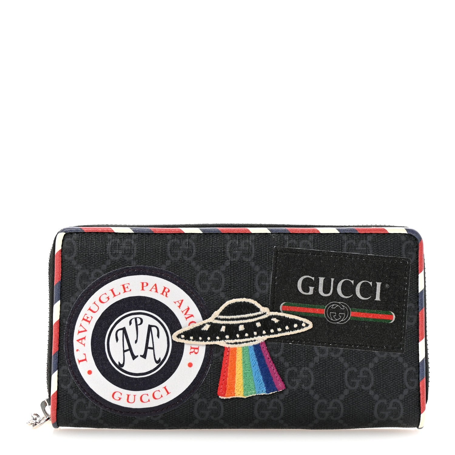 Gucci GG Supreme Monogram Night Courrier Embroidered Zip Around