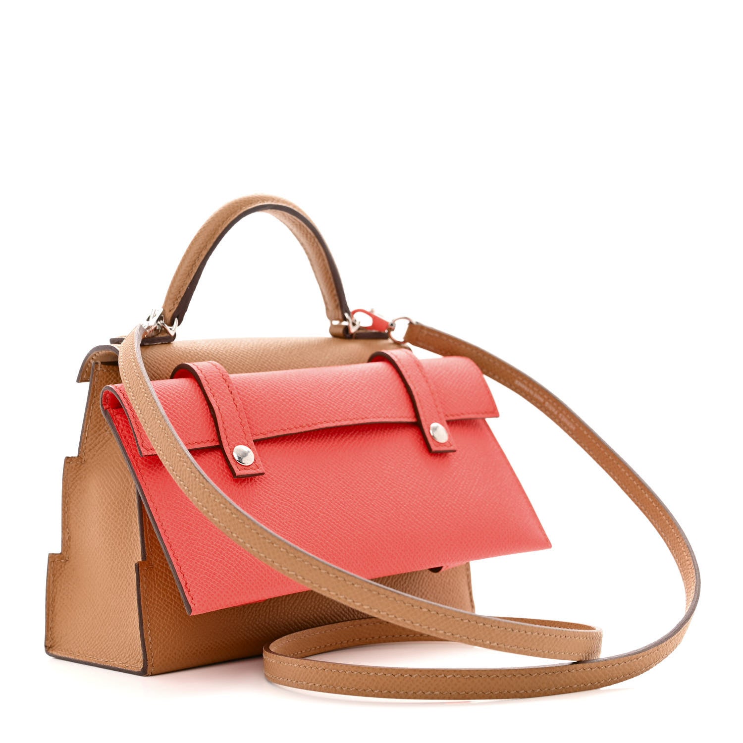 Hermes Epsom Swift Quelle Idole Picto Kelly Doll Handbag Biscuit Rose Texas Blue France 3 of 13