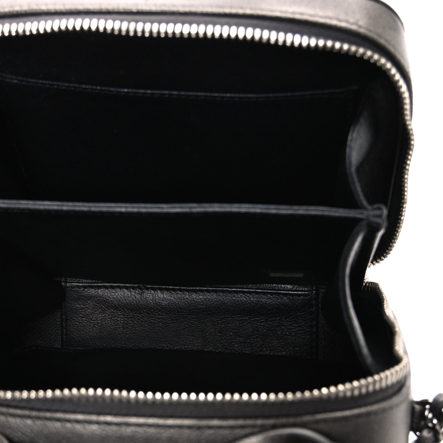 Metallic Caviar Quilted Small CC Filigree Vanity Case Dark Silver