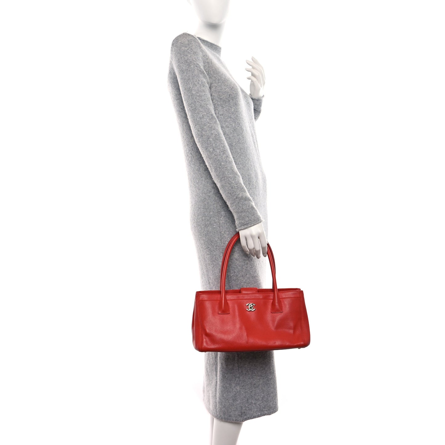 Calfskin Small Cerf Executive Shopper Tote Red