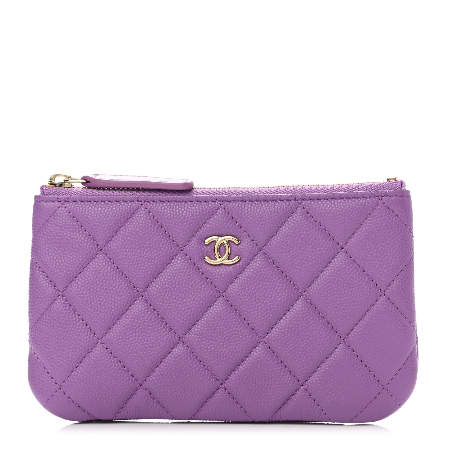 Caviar Quilted Small Cosmetic Case Purple