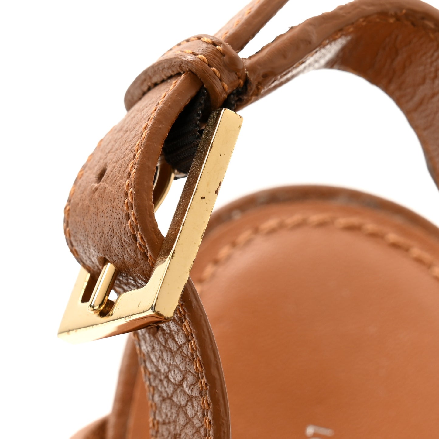 Grained Calfskin Horizon Platform Sandals 41 Cognac