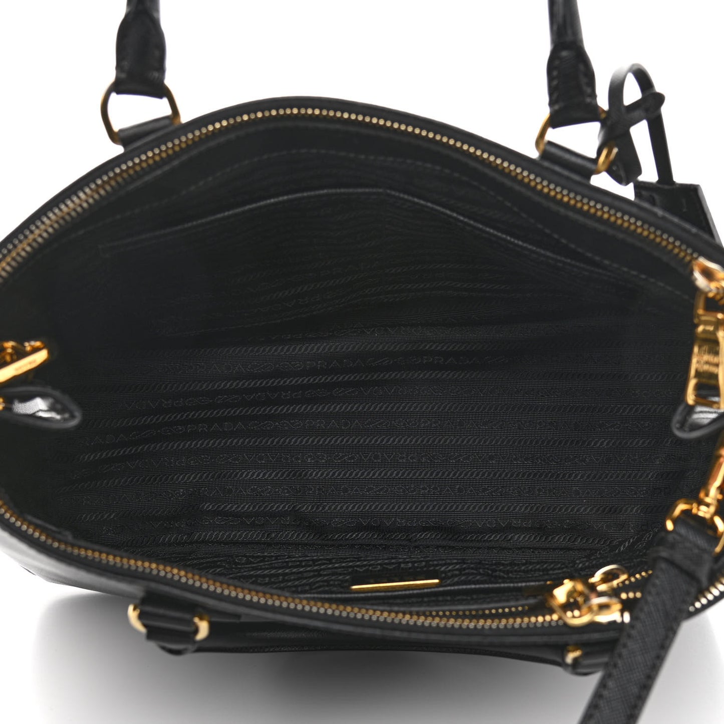 Saffiano Medium Galleria Double Zip Tote Black