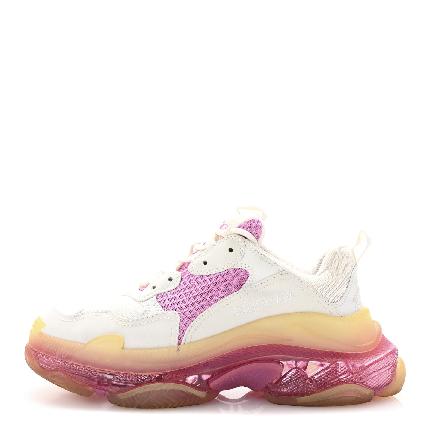 Fabric Mesh Clear Sole Womens Triple S Sneakers 40 White Pink