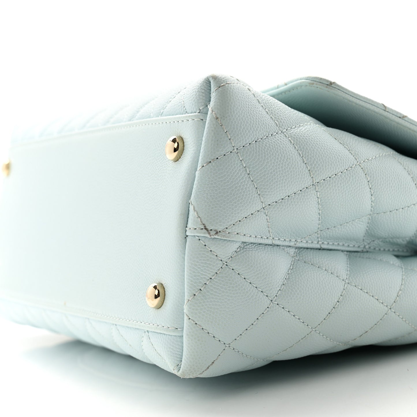 Caviar Quilted Small Coco Handle Flap Light Blue