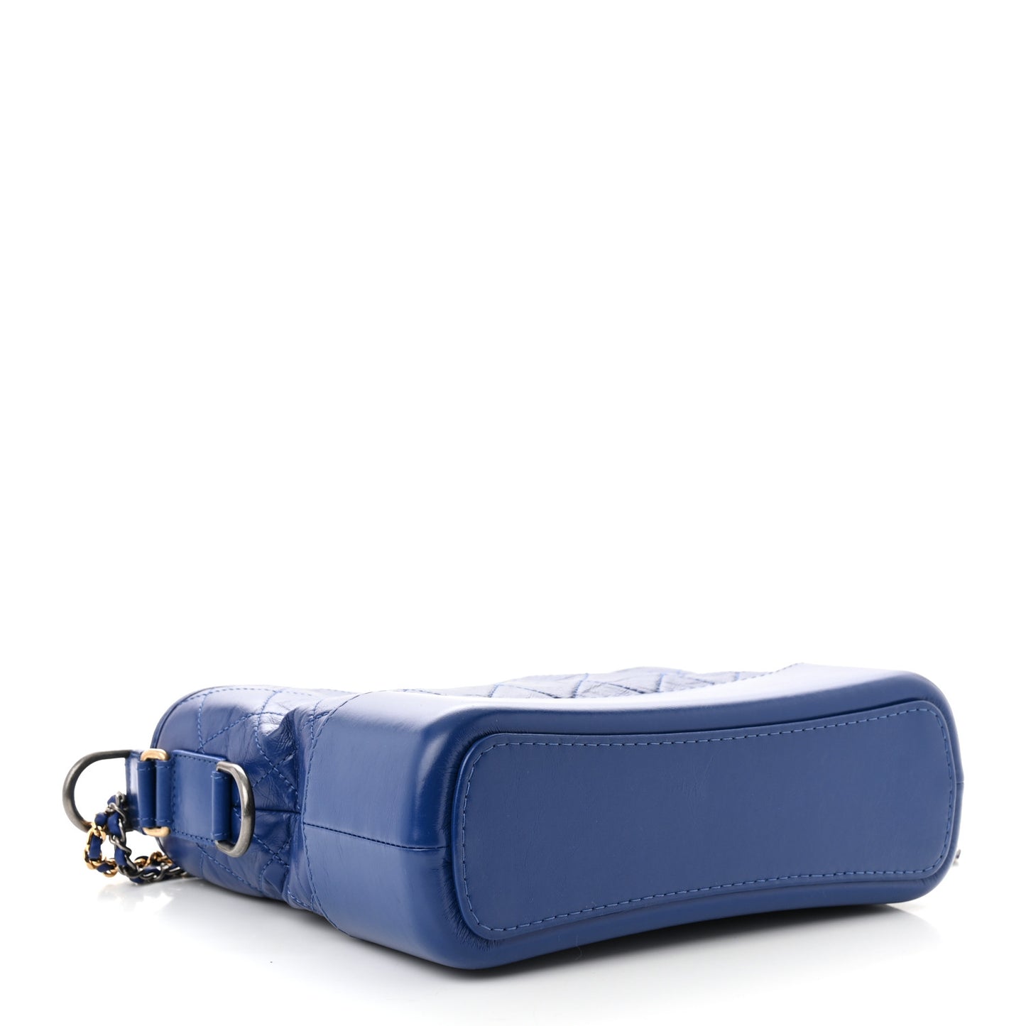 Aged Smooth Calfskin Quilted Medium Gabrielle Logo Hobo Blue