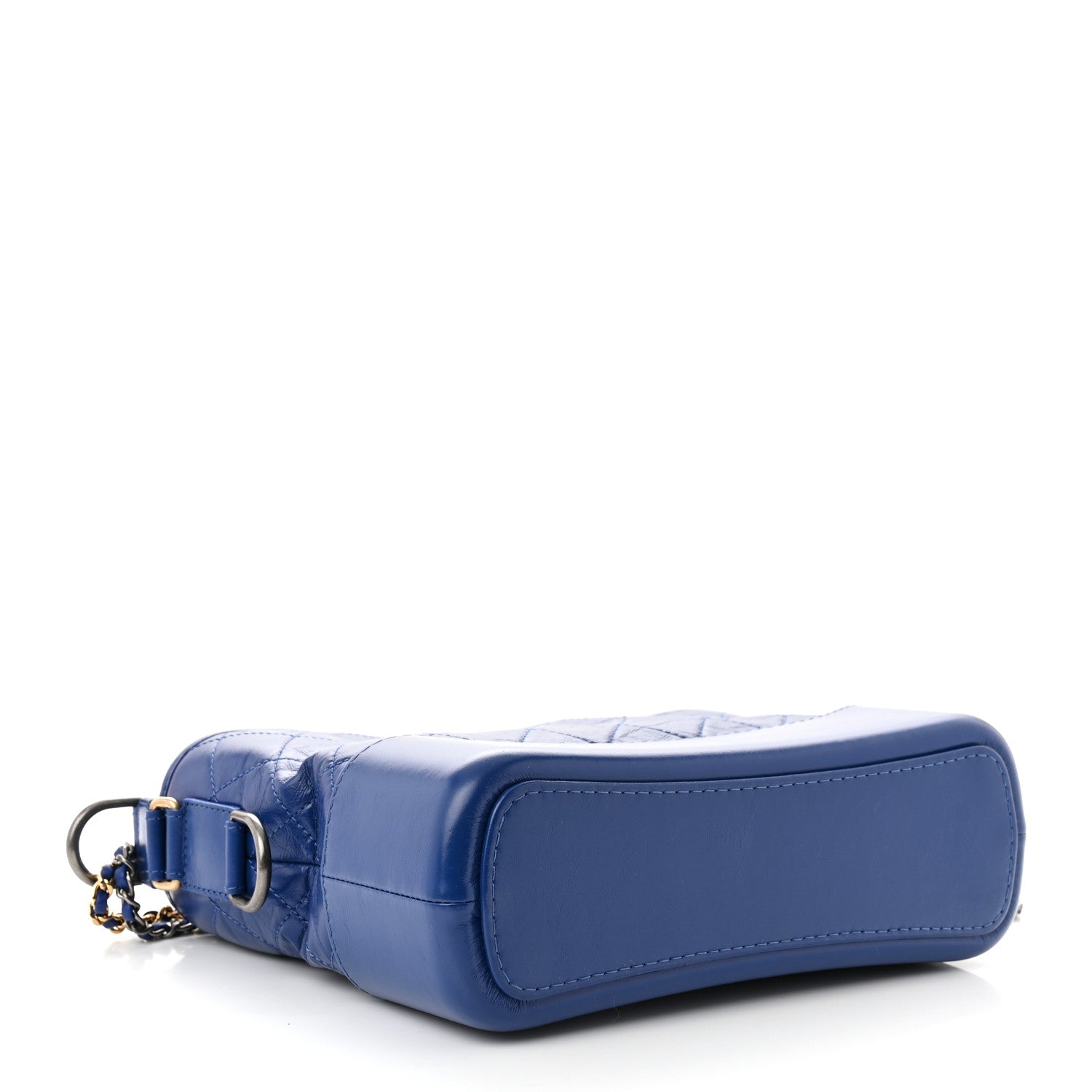 Chanel Aged Smooth Calfskin Quilted Medium Gabrielle Logo Hobo Blue 4 of 12