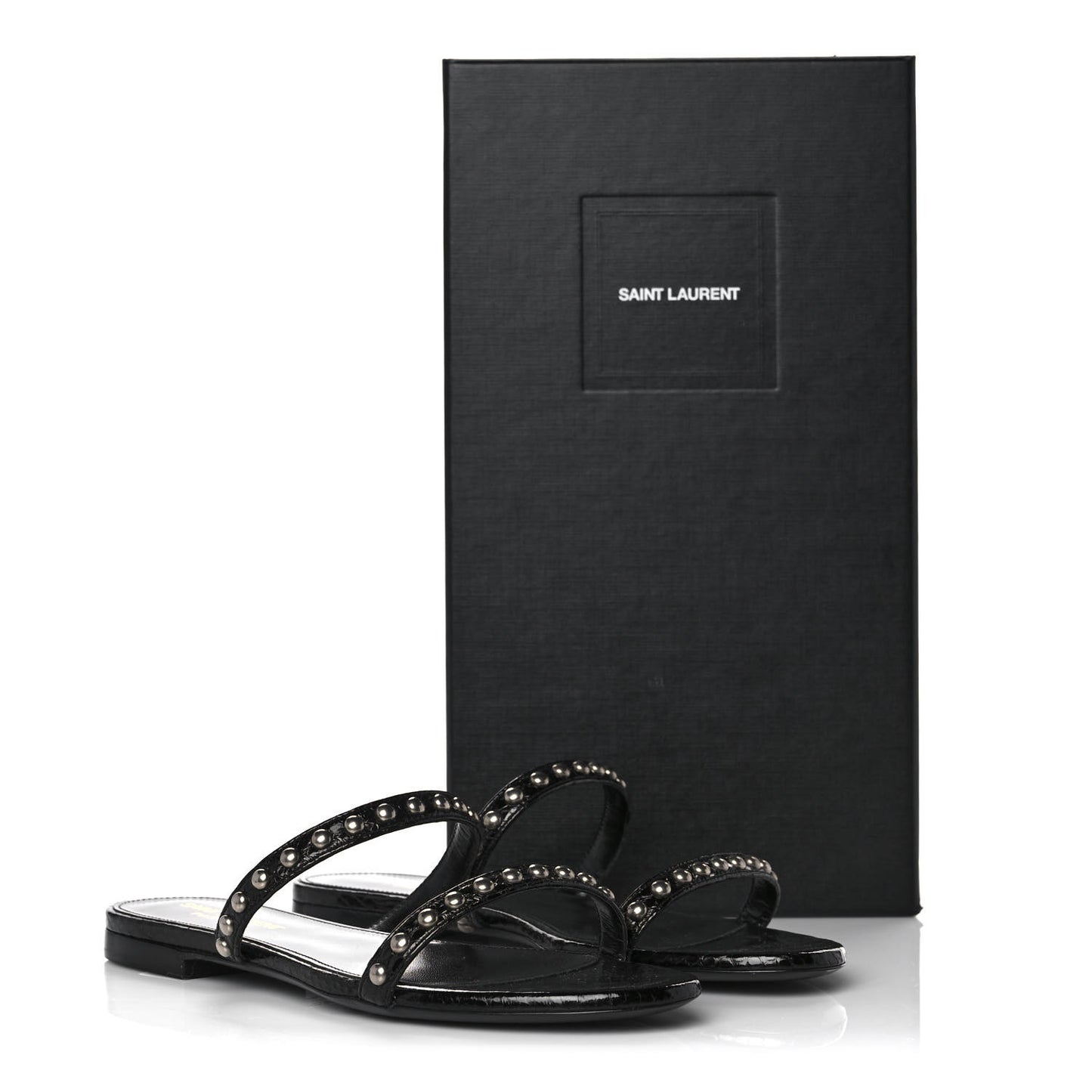 Ayers Snakeskin Embellished Kate Flat Sandals 36 Black