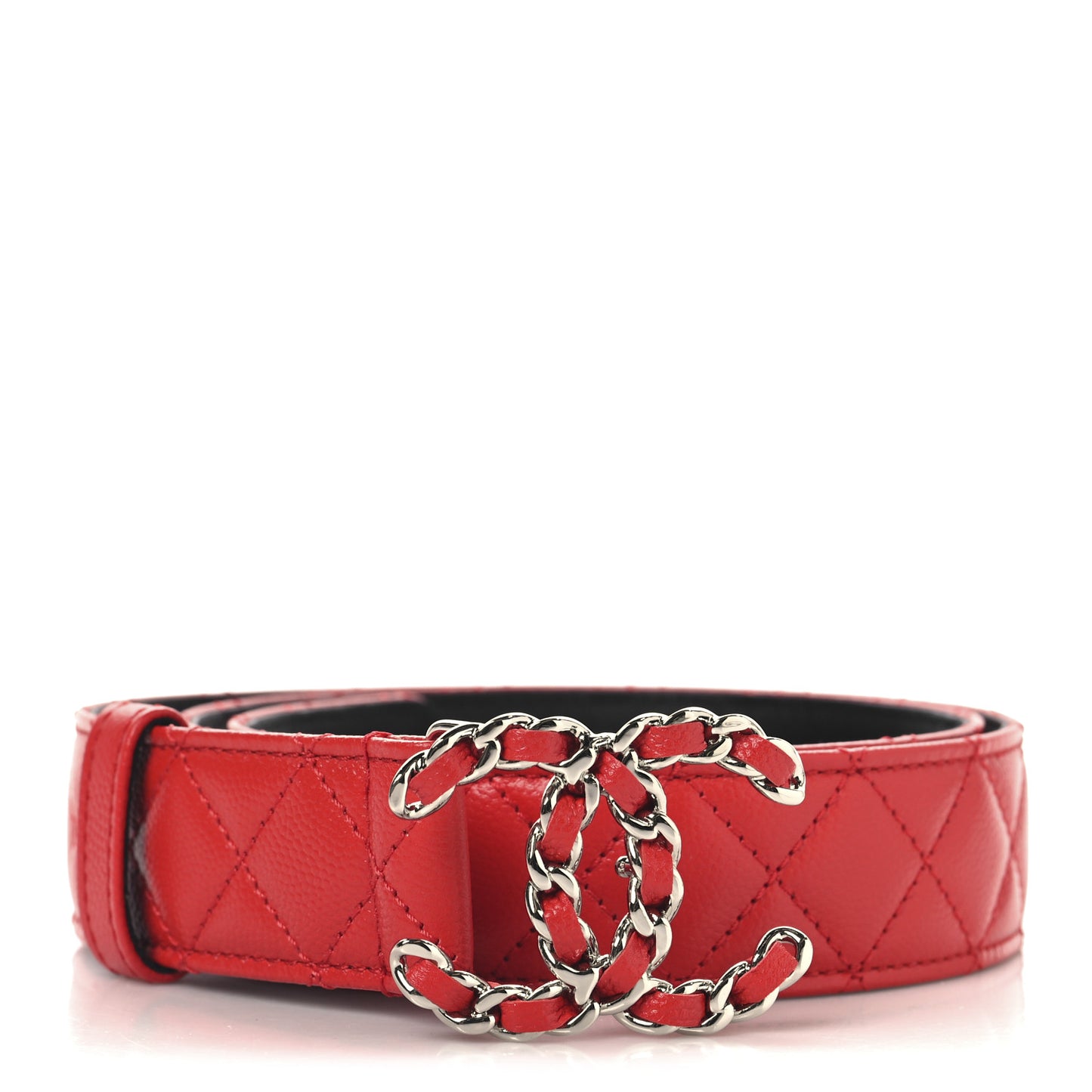 Caviar Quilted CC Chain Belt 85 34 Red